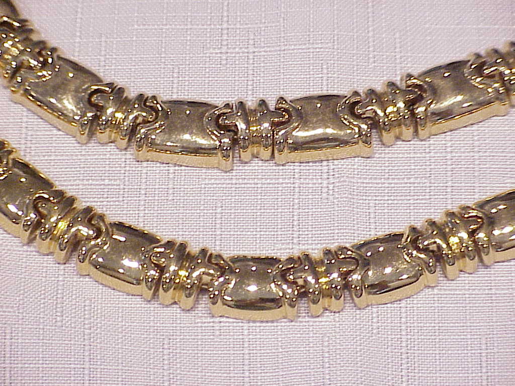 Monet Gold Tone Link Choker Necklace And Bracelet Set