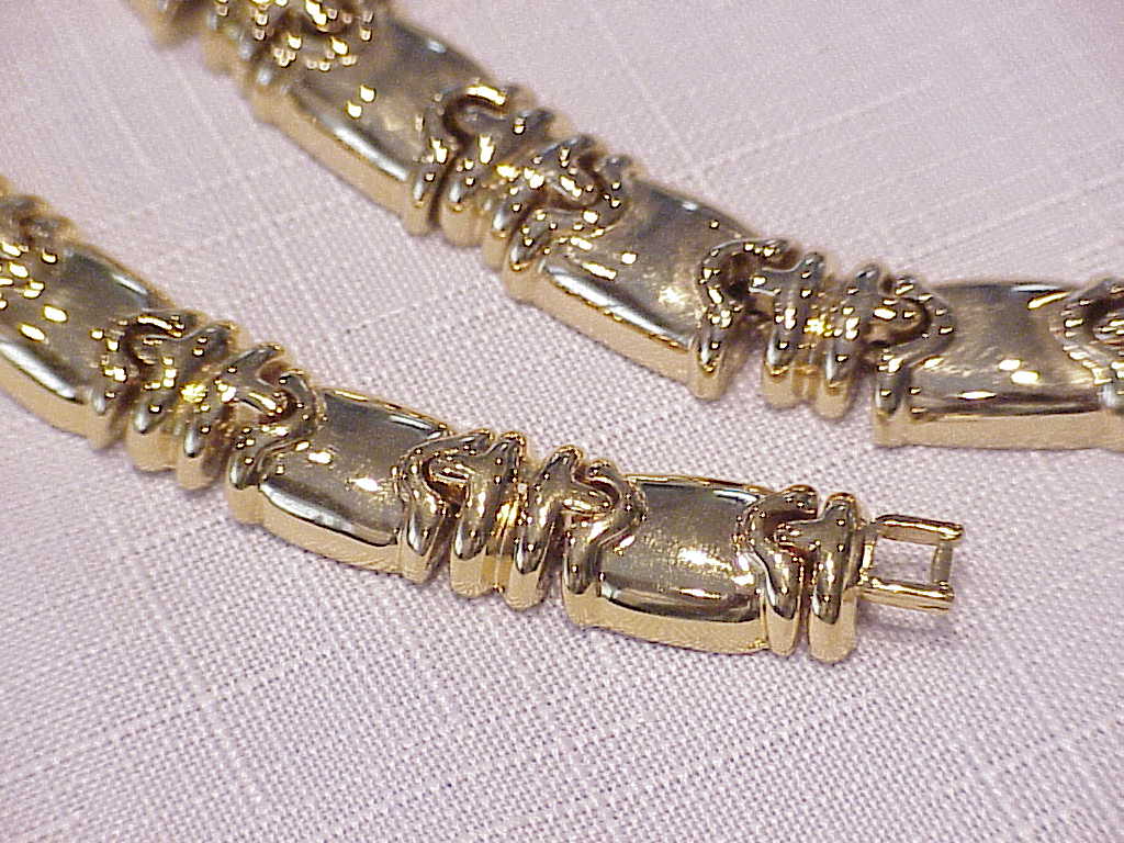 Monet Gold Tone Link Choker Necklace And Bracelet Set