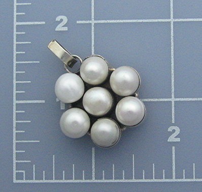 Sterling Silver  9mm 7 Pearl Pendant