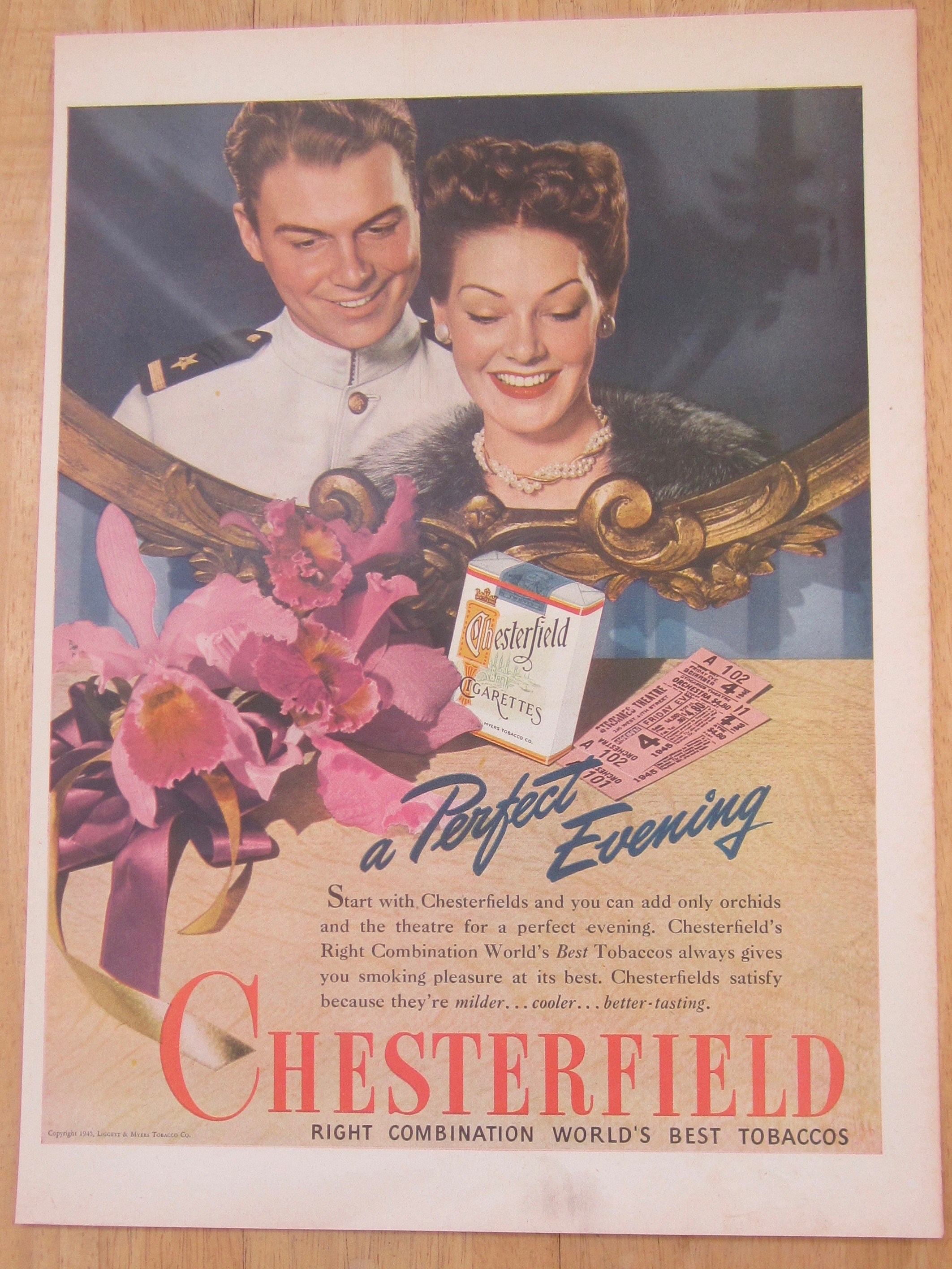 1945 Chesterfield Cigarettes with Soldier & Woman
