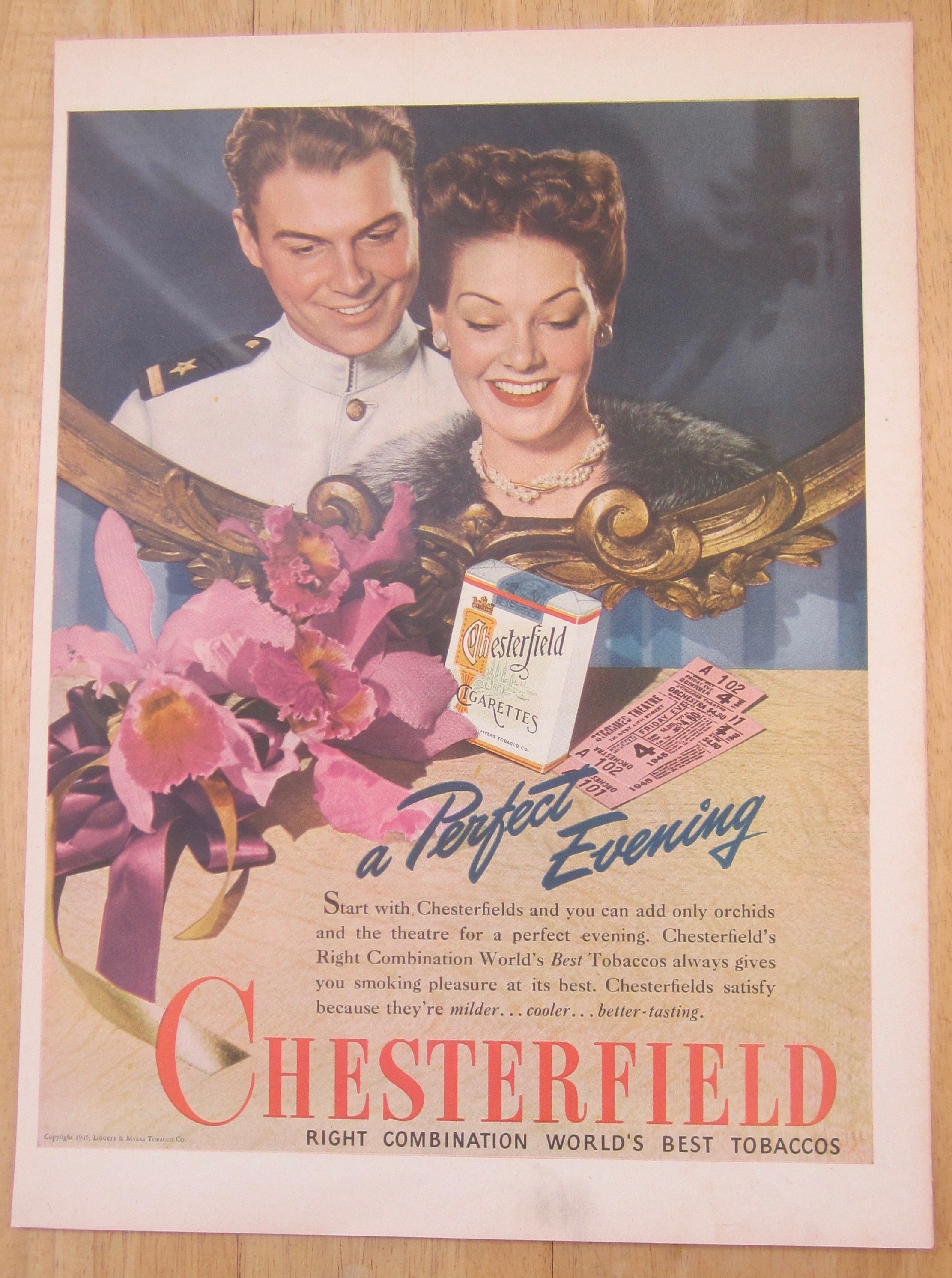 1945 Chesterfield Cigarettes with Soldier & Woman
