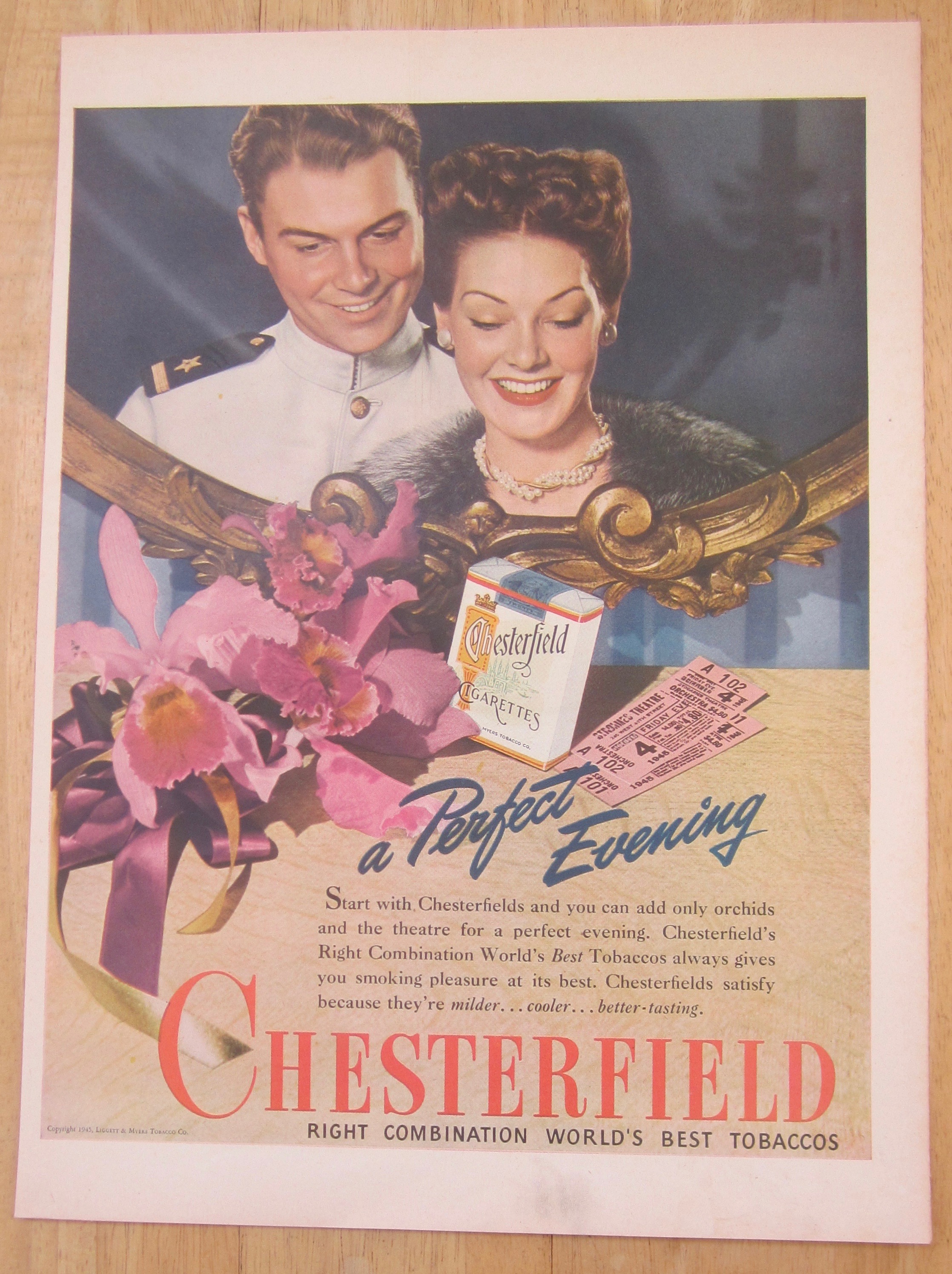 1945 Chesterfield Cigarettes with Soldier & Woman