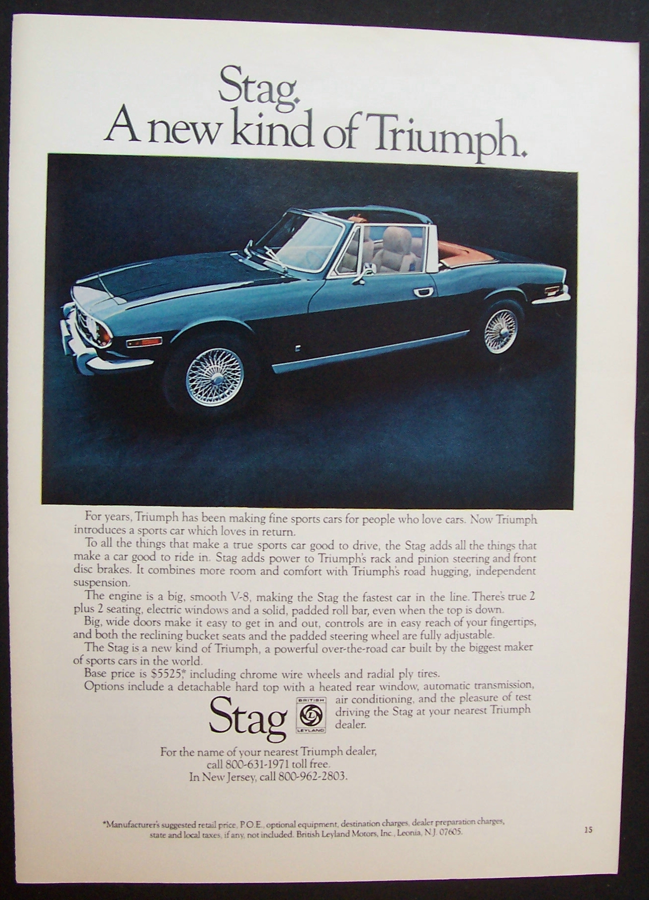 1971 Triumph Stag with a Sign That Says Great Car