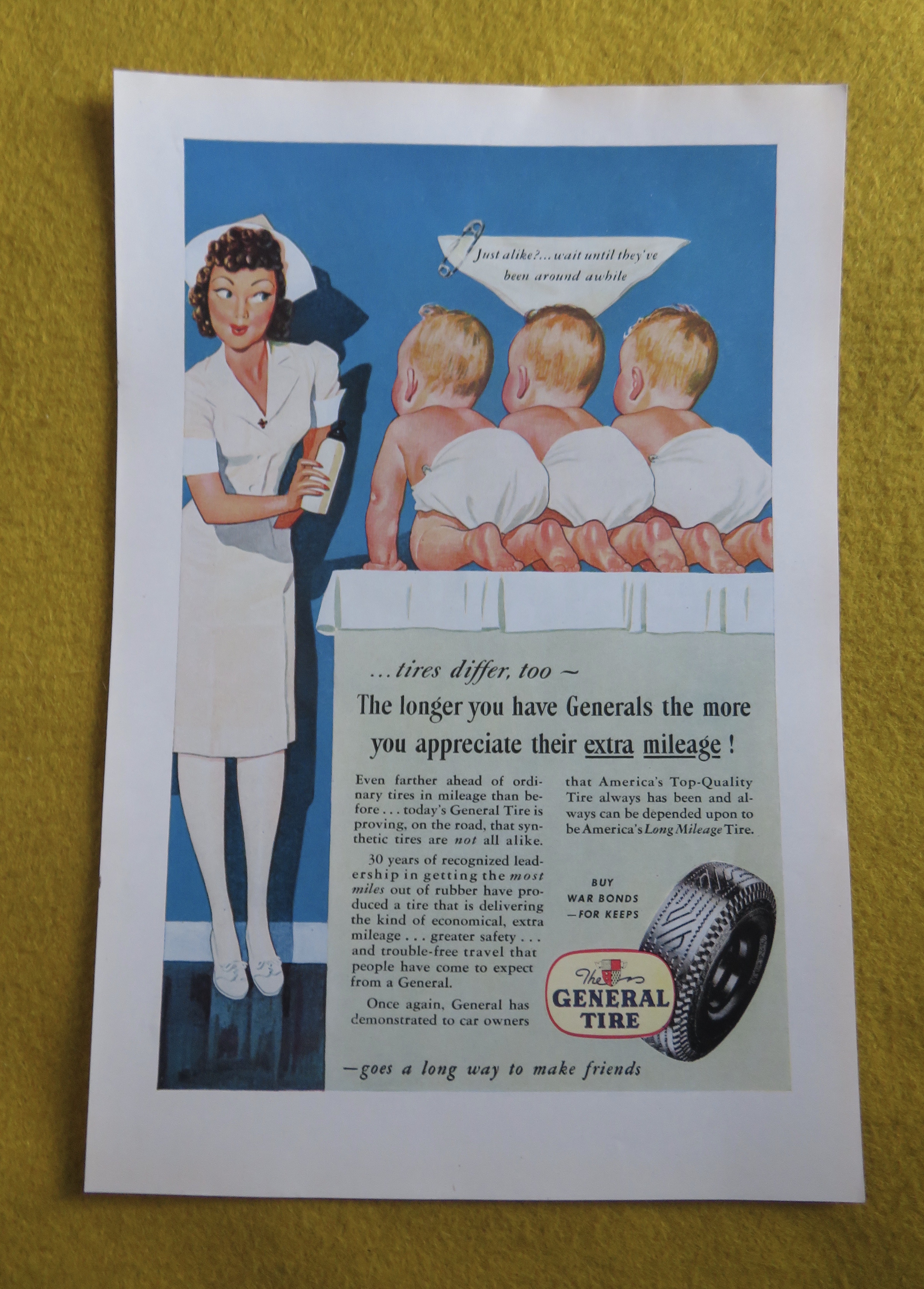1945 General Tires with a Nurse & Three Babies
