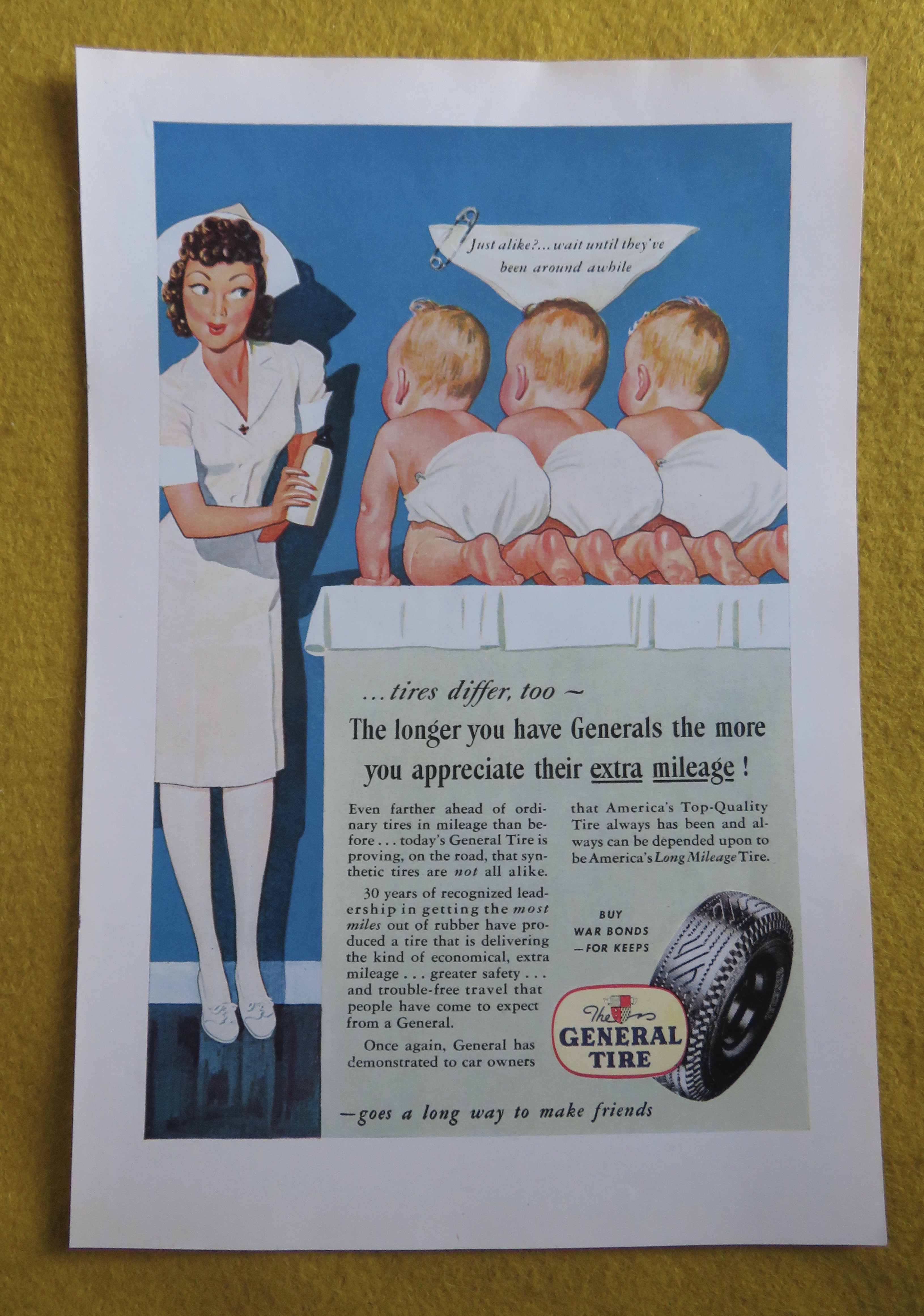1945 General Tires with a Nurse & Three Babies