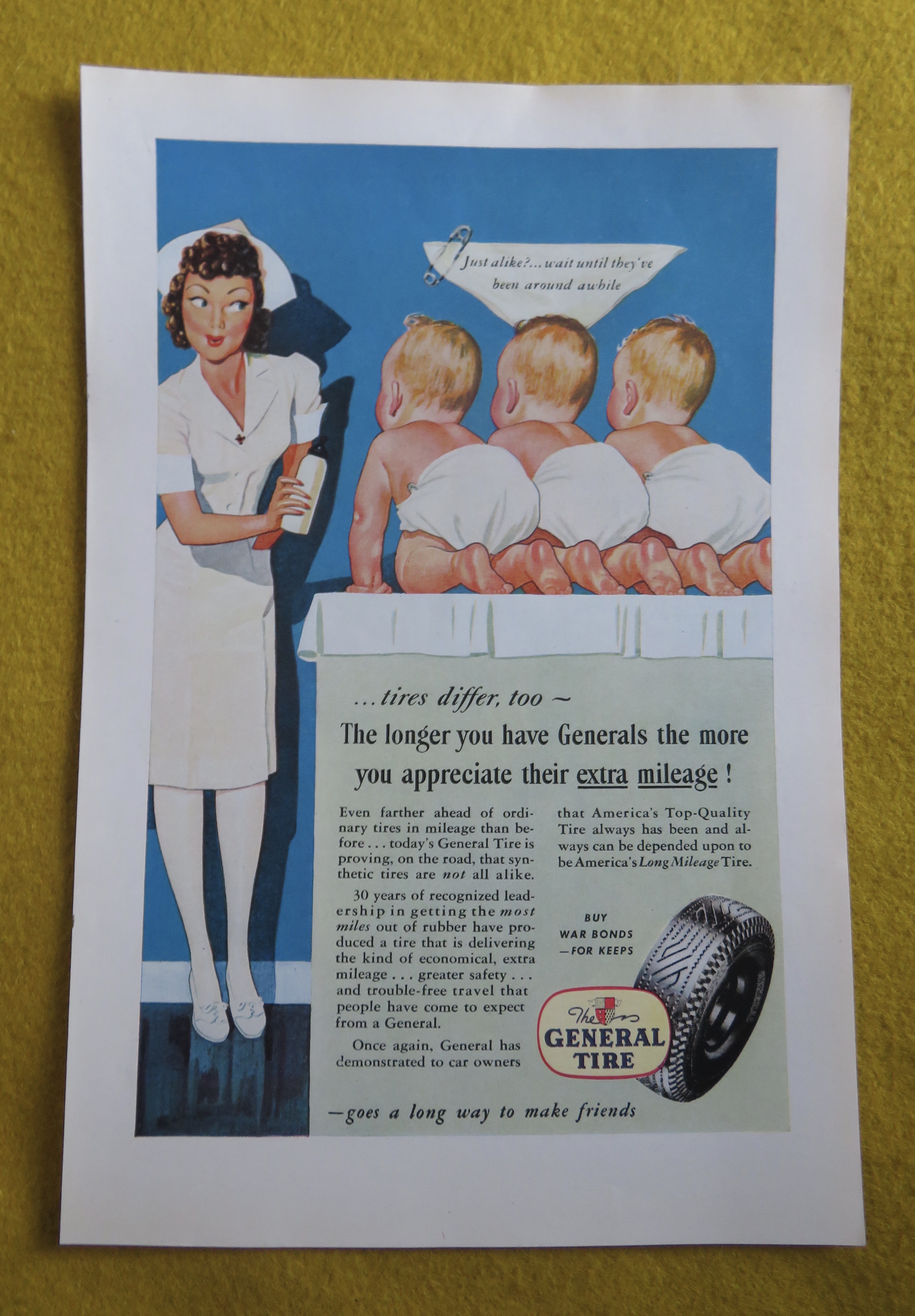 1945 General Tires with a Nurse & Three Babies