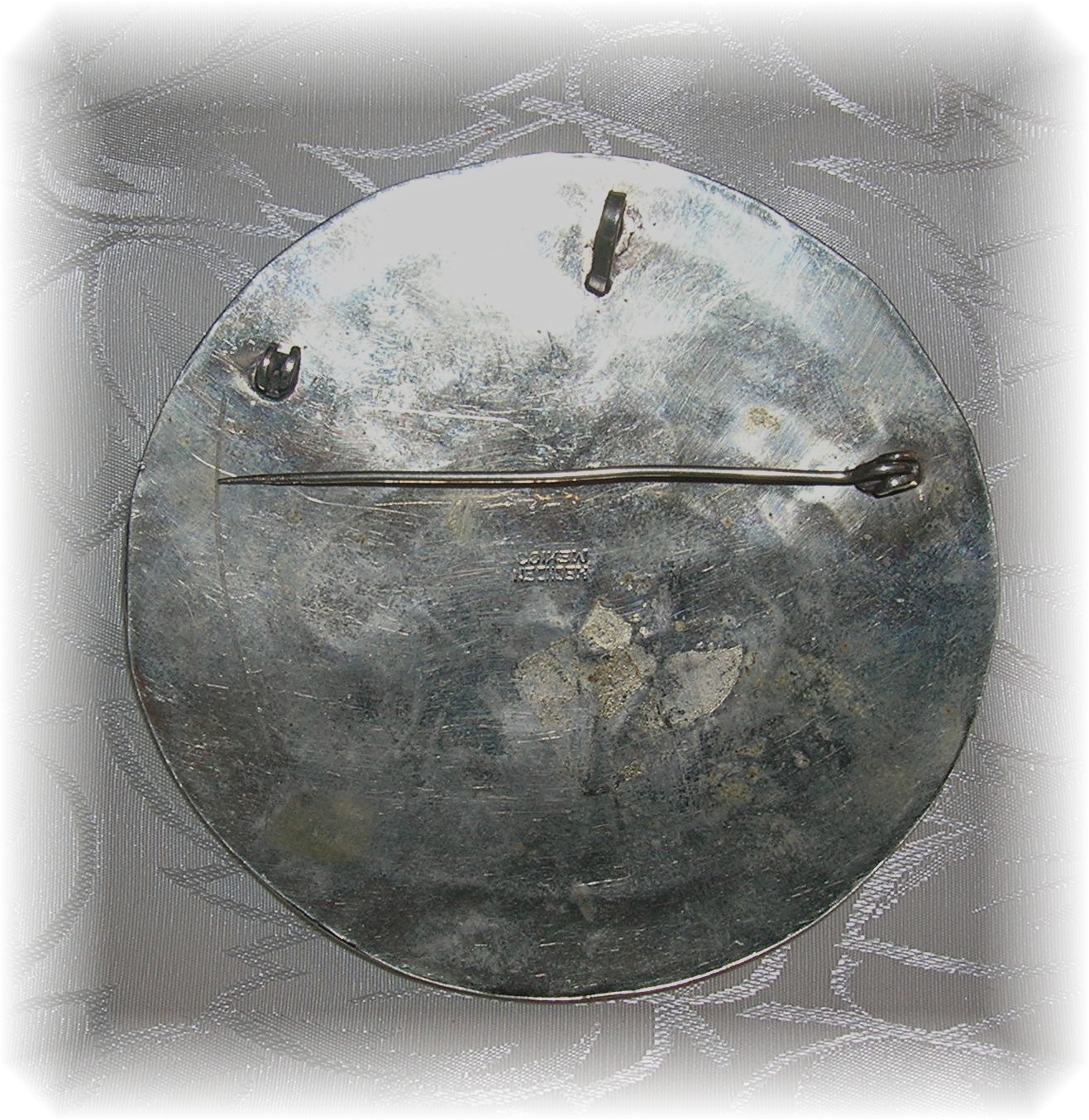2 7/8 Inches Silver and Abalone Brooch Mexico