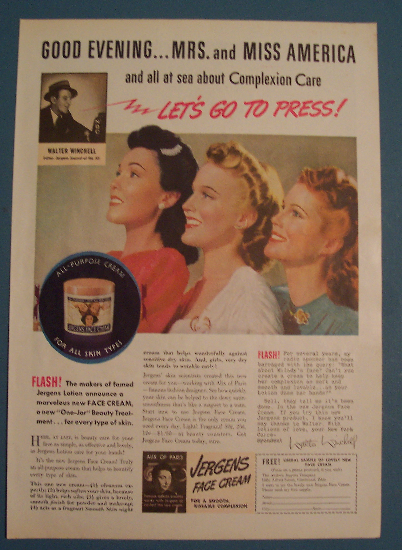 1940 Jergens Face Cream with Three Women's Faces