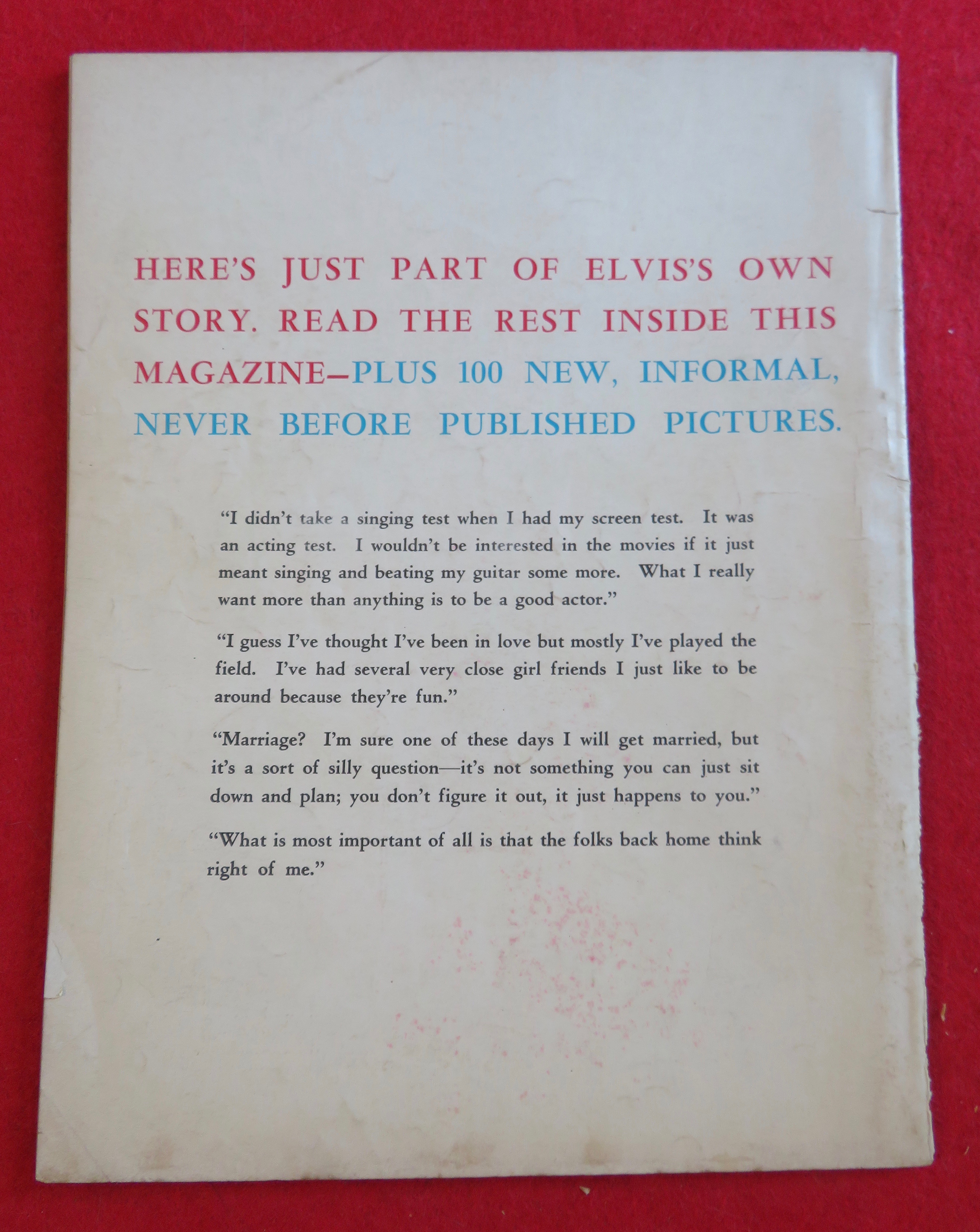 Elvis Presley Speaks Magazine 1956 His Own Story