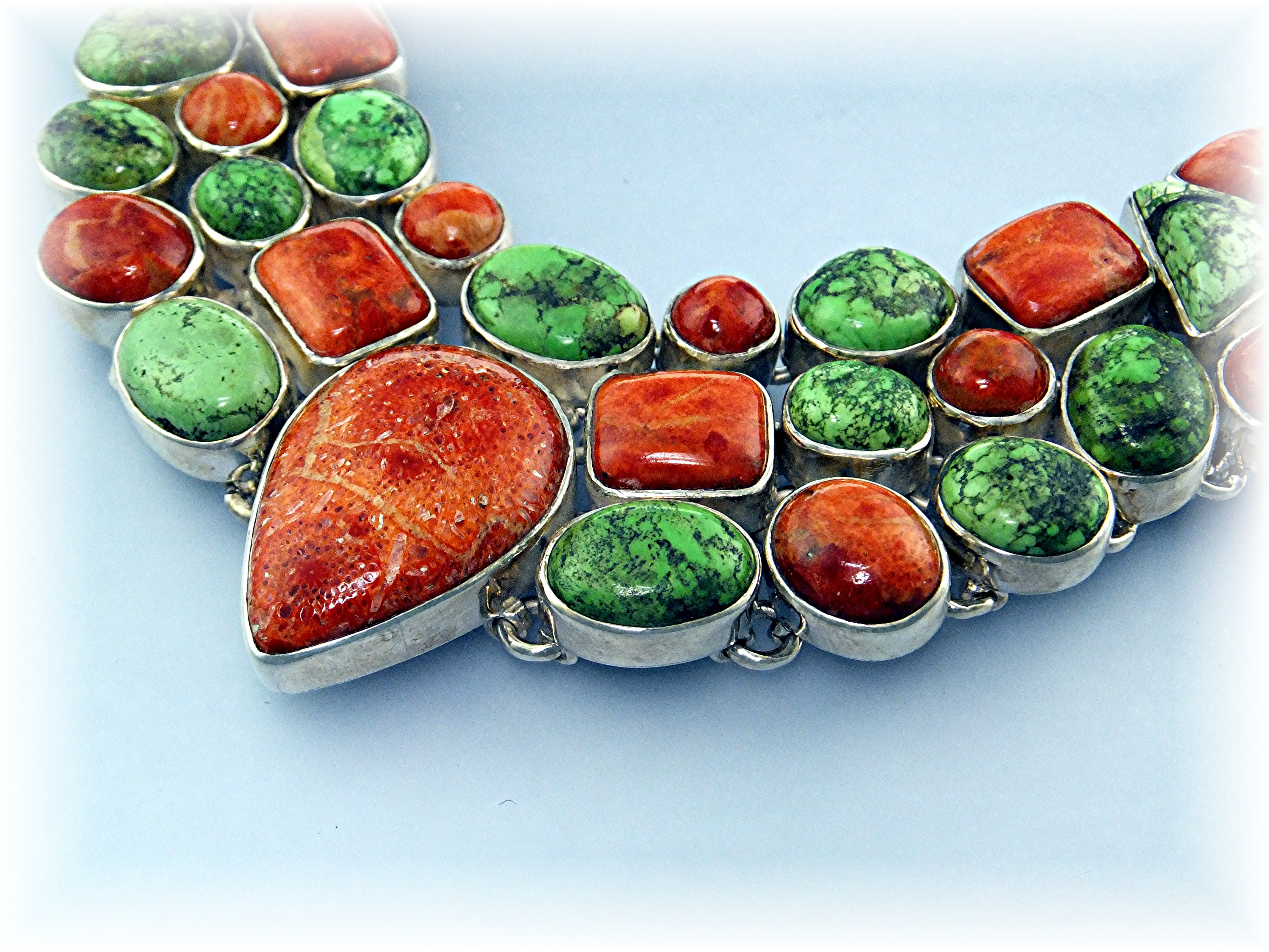 Necklace Sponge Coral Gaspeite Sterling Silver S.J.