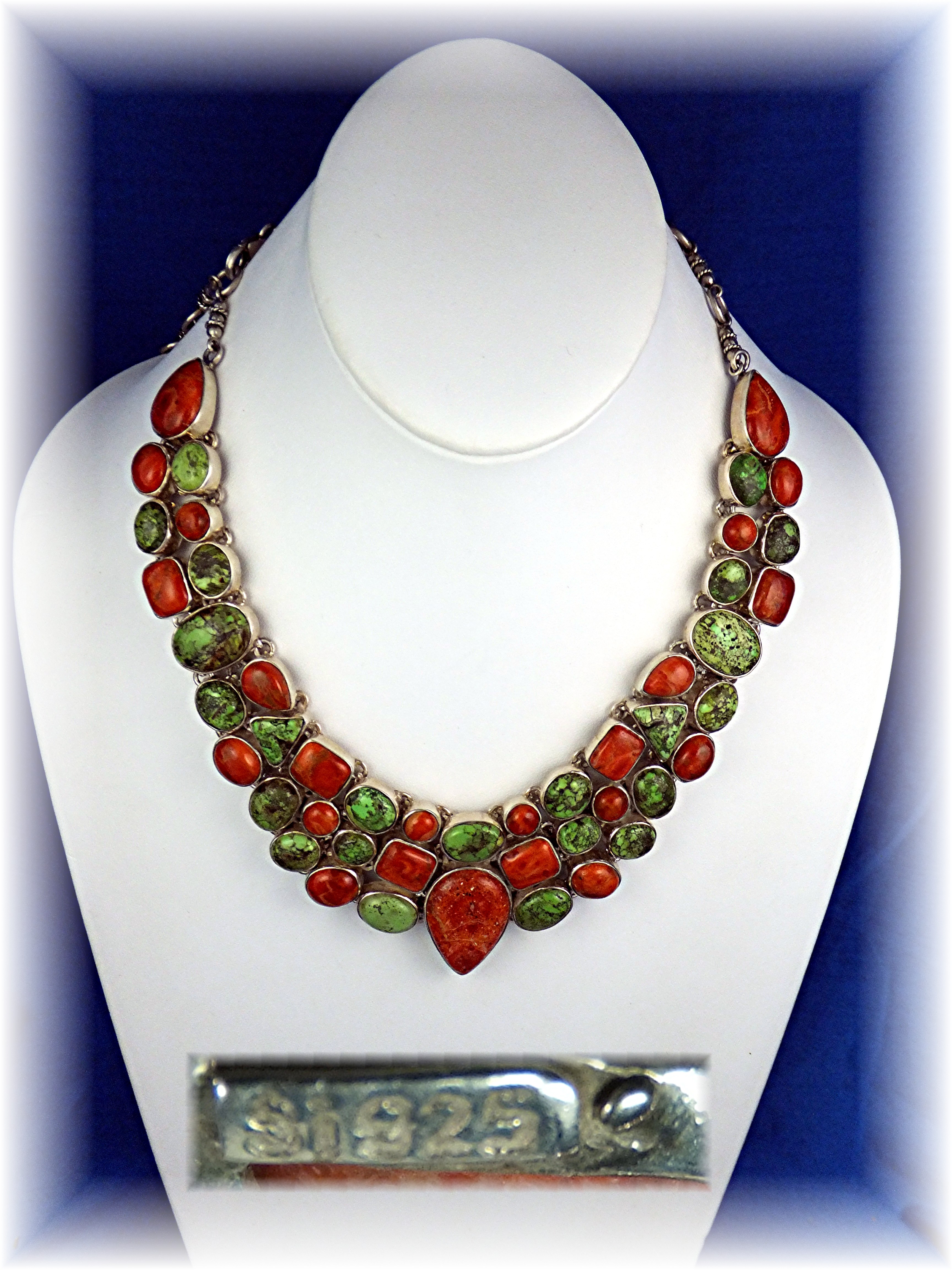 Necklace Sponge Coral Gaspeite Sterling Silver S.J.