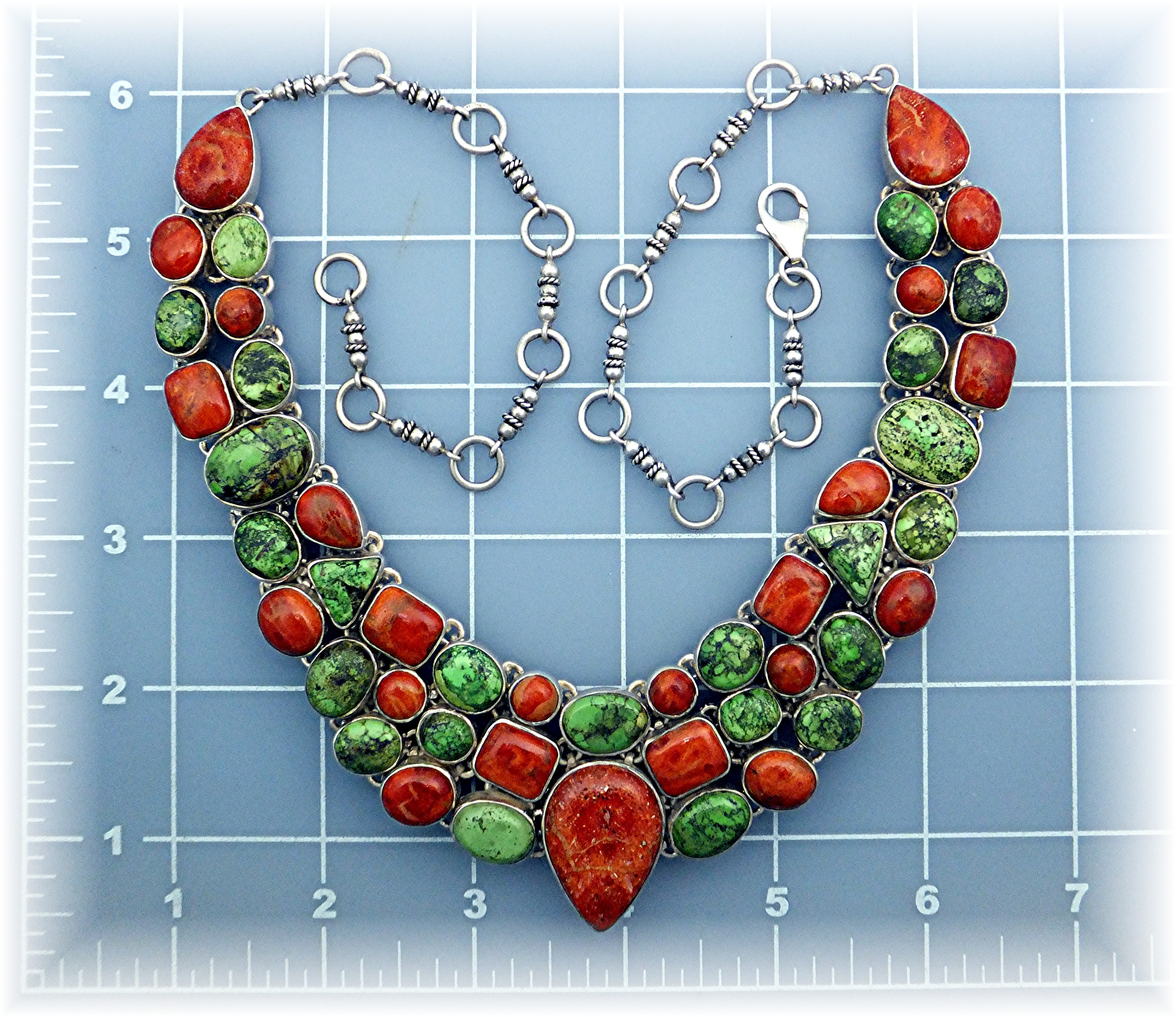 Necklace Sponge Coral Gaspeite Sterling Silver S.J.