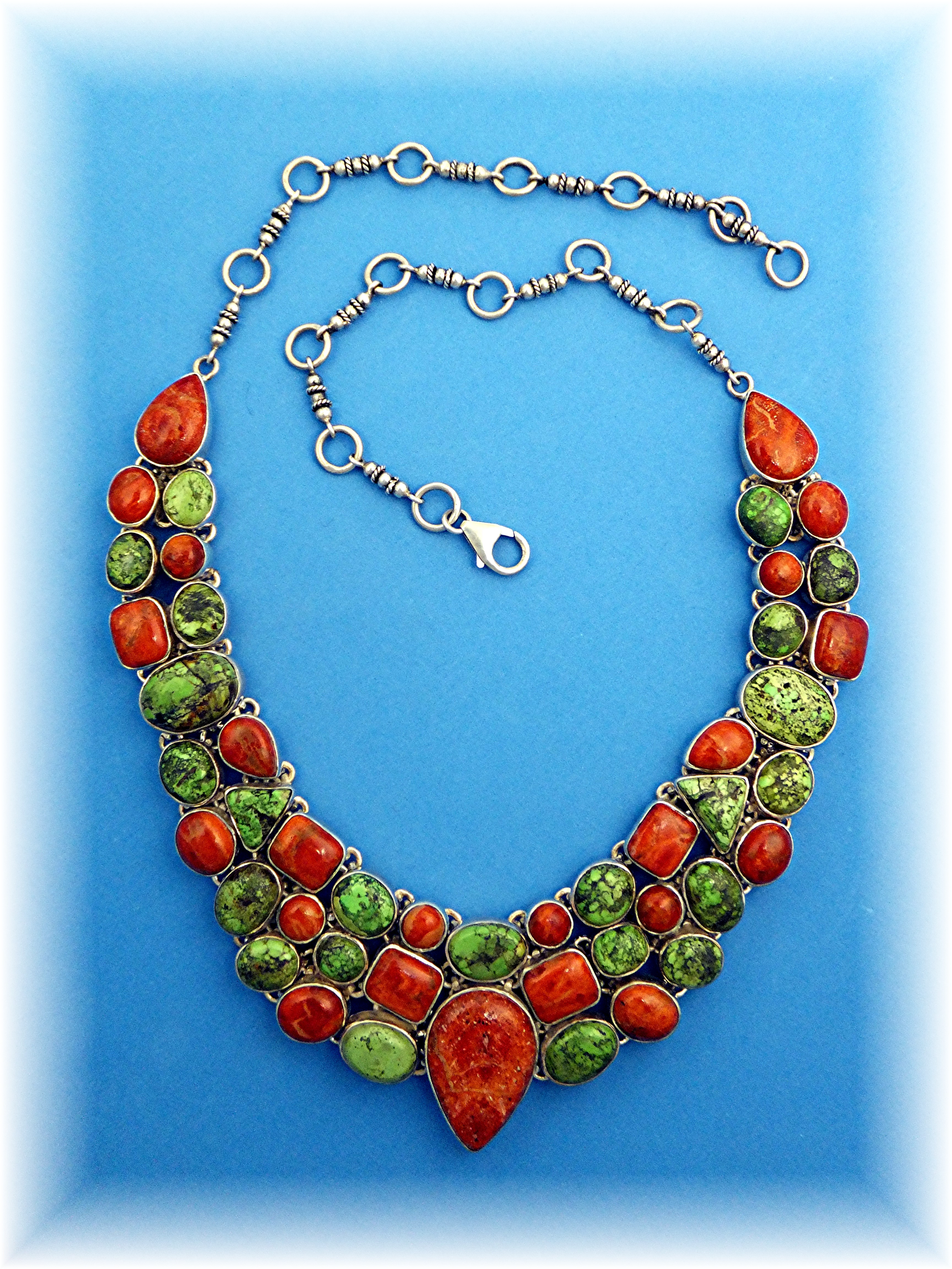 Necklace Sponge Coral Gaspeite Sterling Silver S.J.