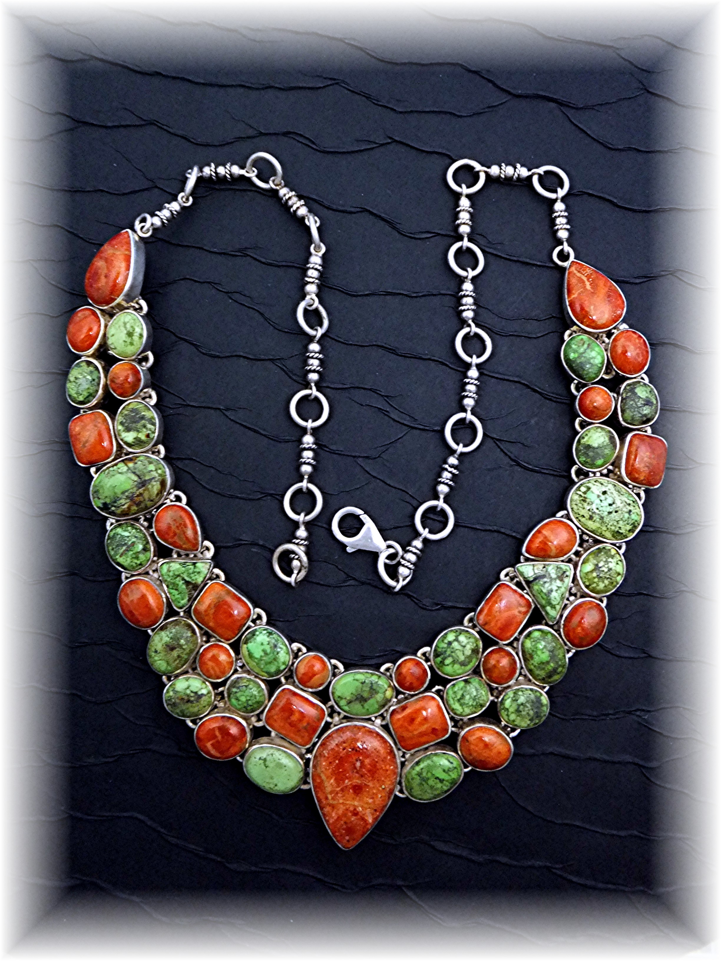 Necklace Sponge Coral Gaspeite Sterling Silver S.J.