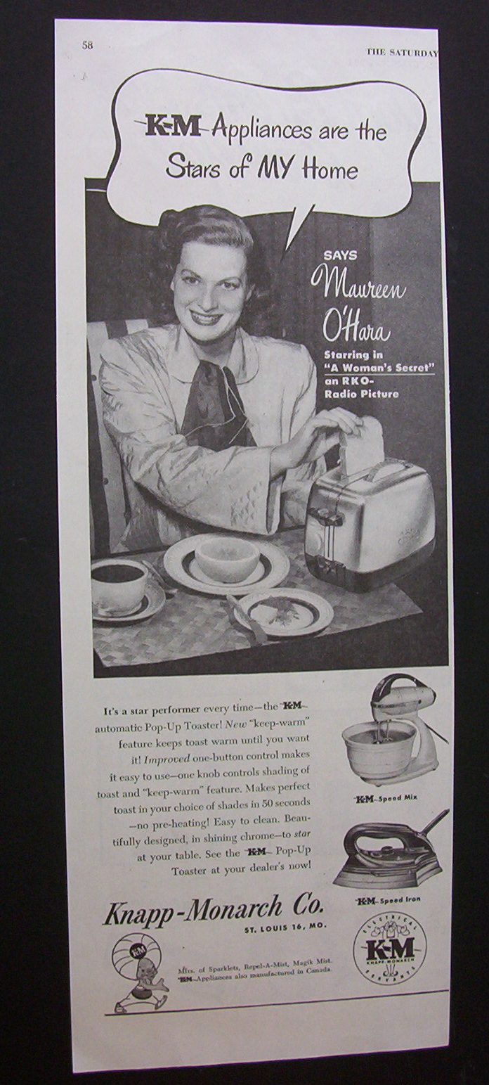 1949  Knapp  Monarch  Co. with  Maureen  O' Hara