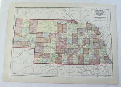 1911 Map of Nebraska & Kansas