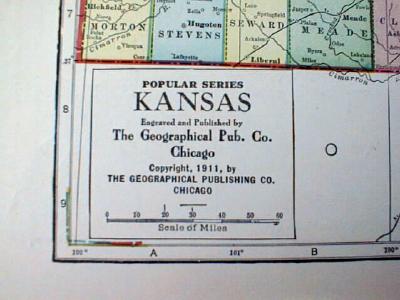 1911 Map of Nebraska & Kansas