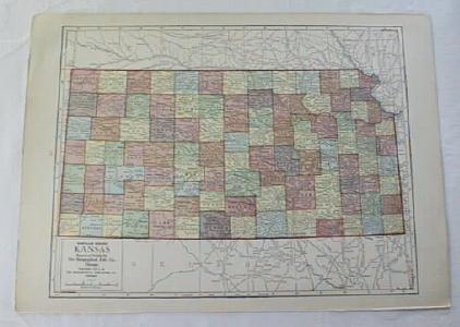 1911 Map of Nebraska & Kansas