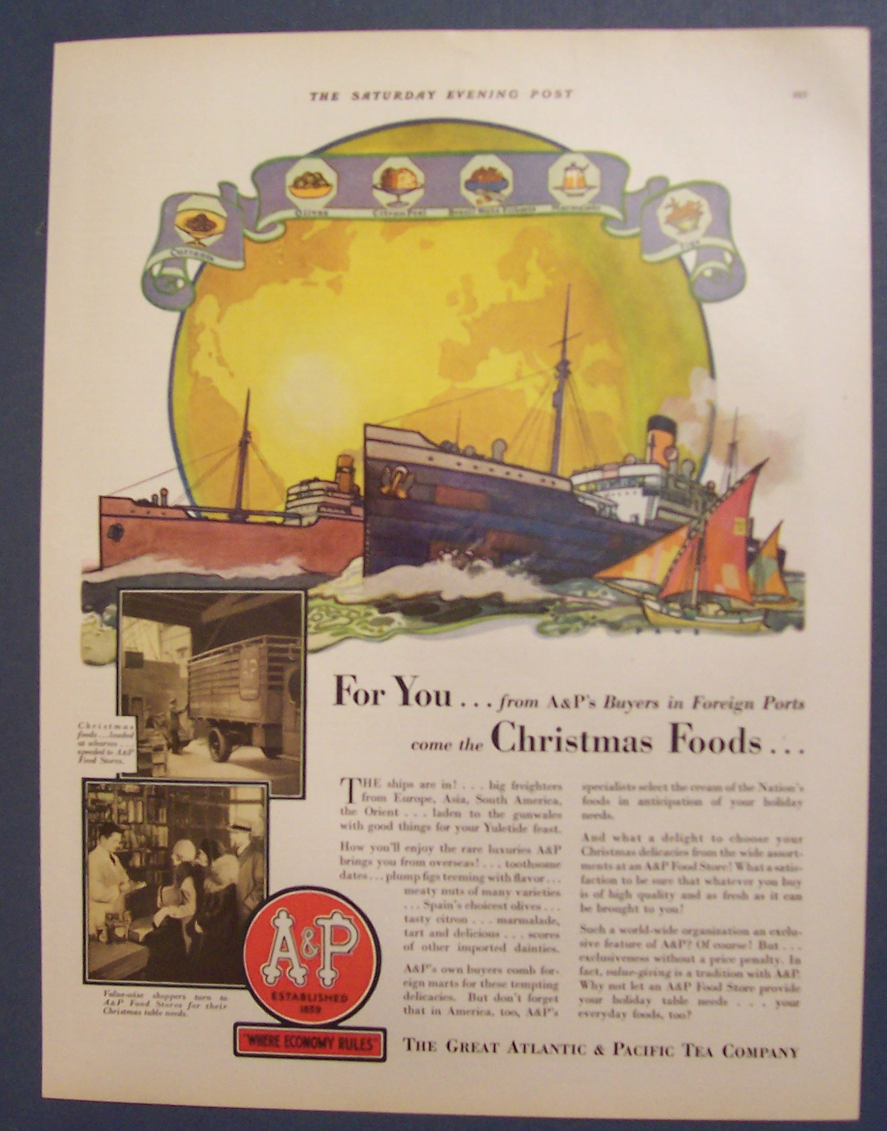 1929 Great Atlantic & Pacific Tea Company w/Huge Ship