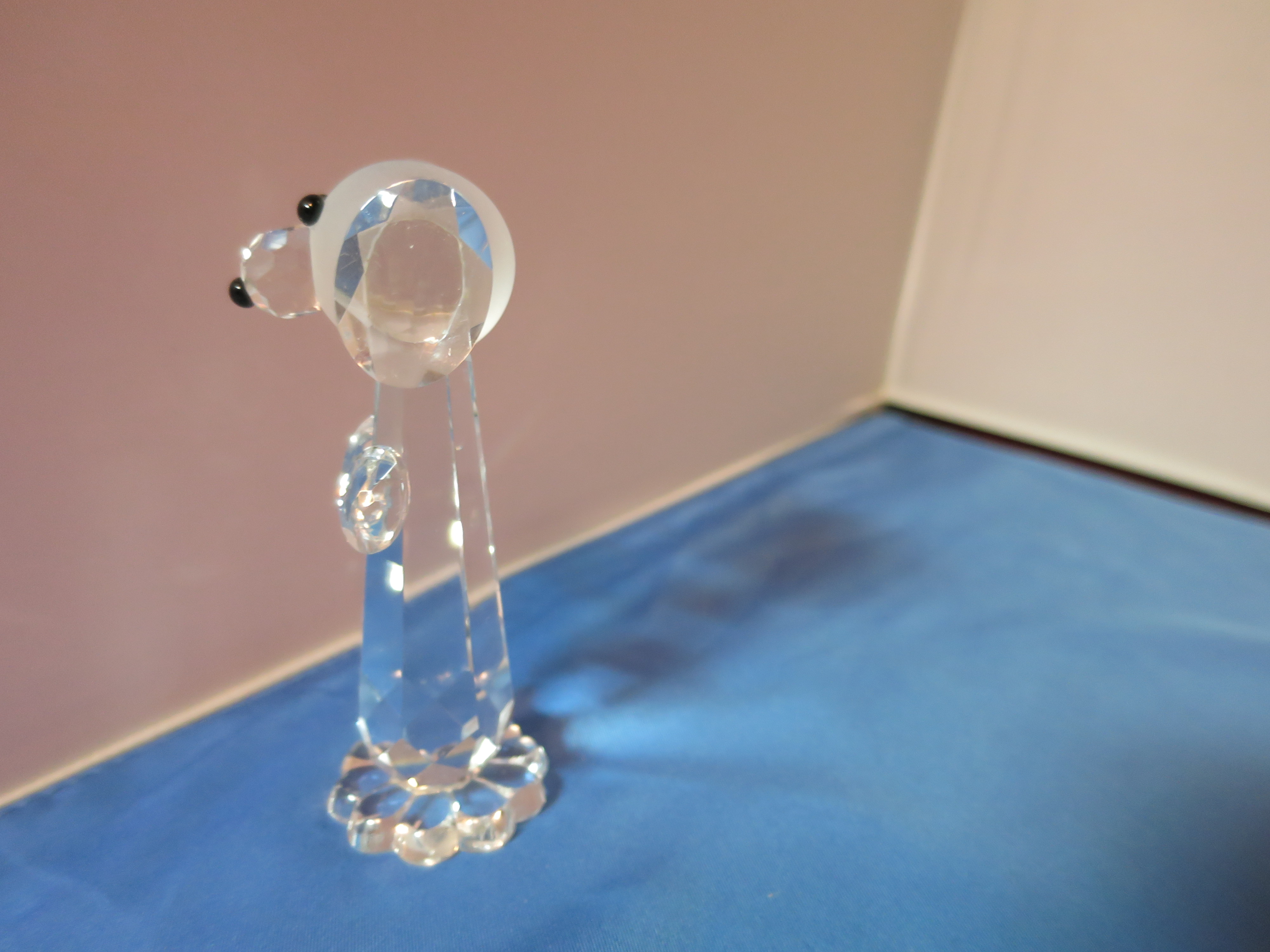 Bohemia Crystal Dog Figurine Frosted head on clear
