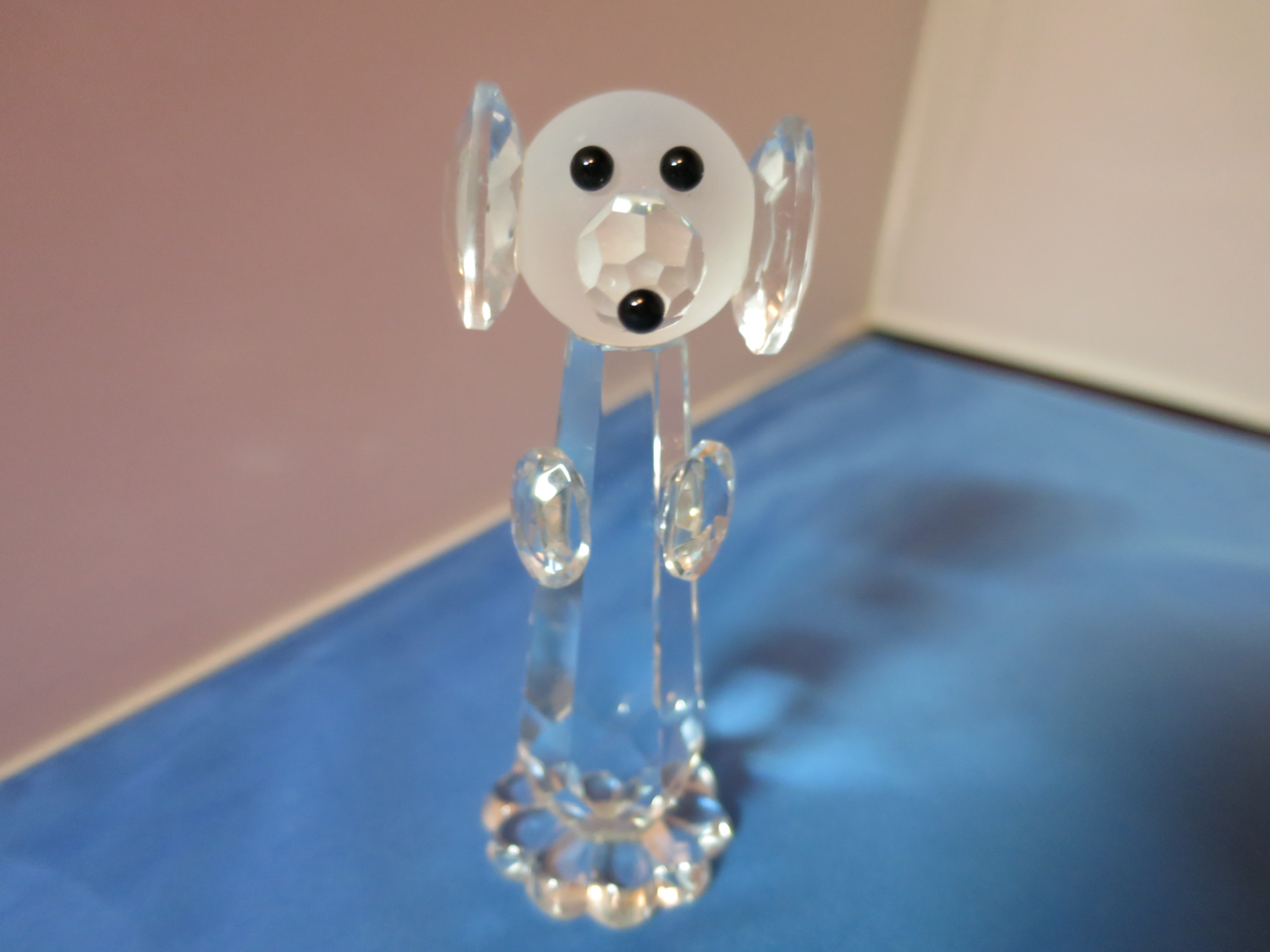 Bohemia Crystal Dog Figurine Frosted head on clear