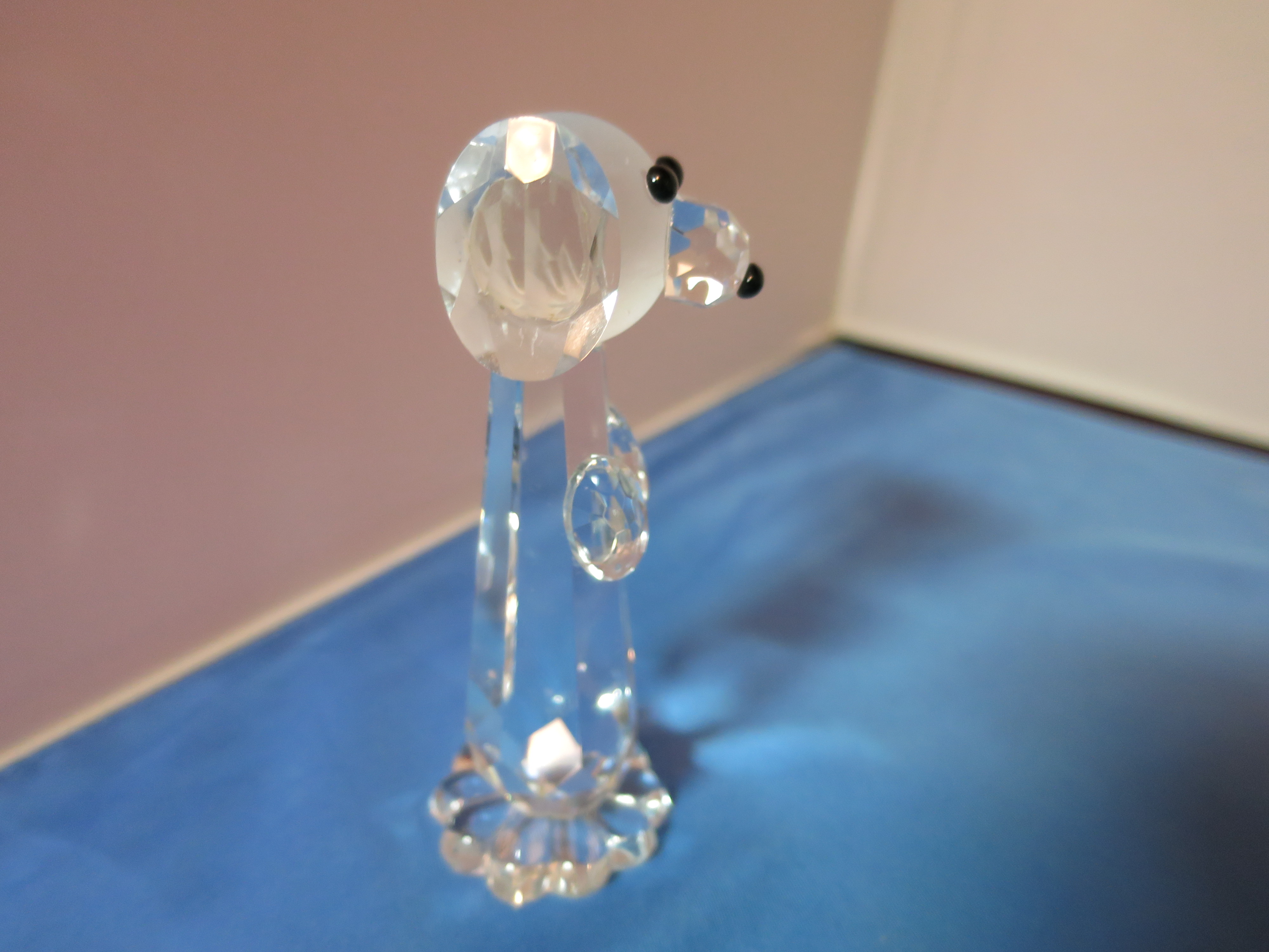 Bohemia Crystal Dog Figurine Frosted head on clear