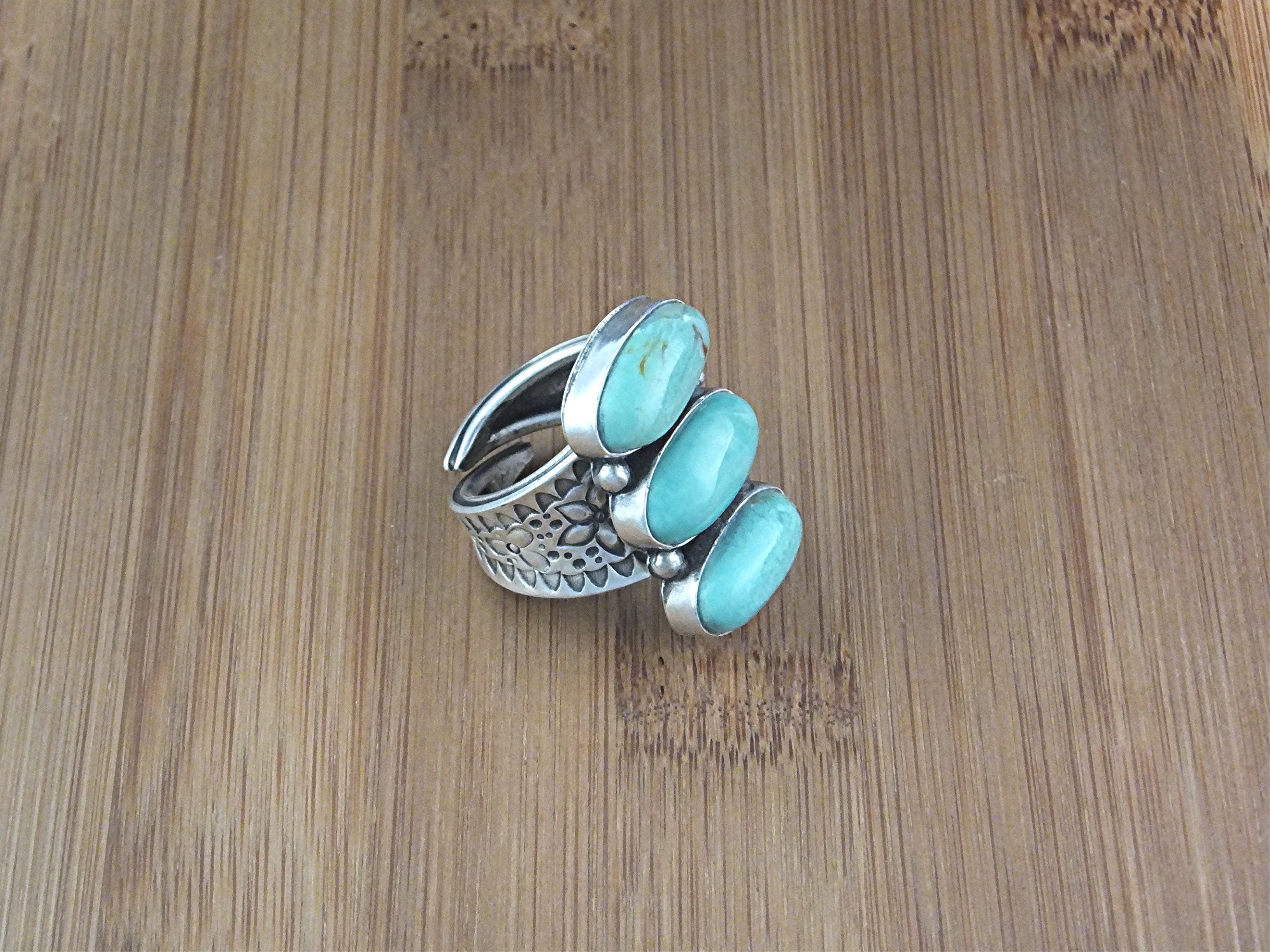 David Troutman Sterling Silver Kingman Turquoise  Ring