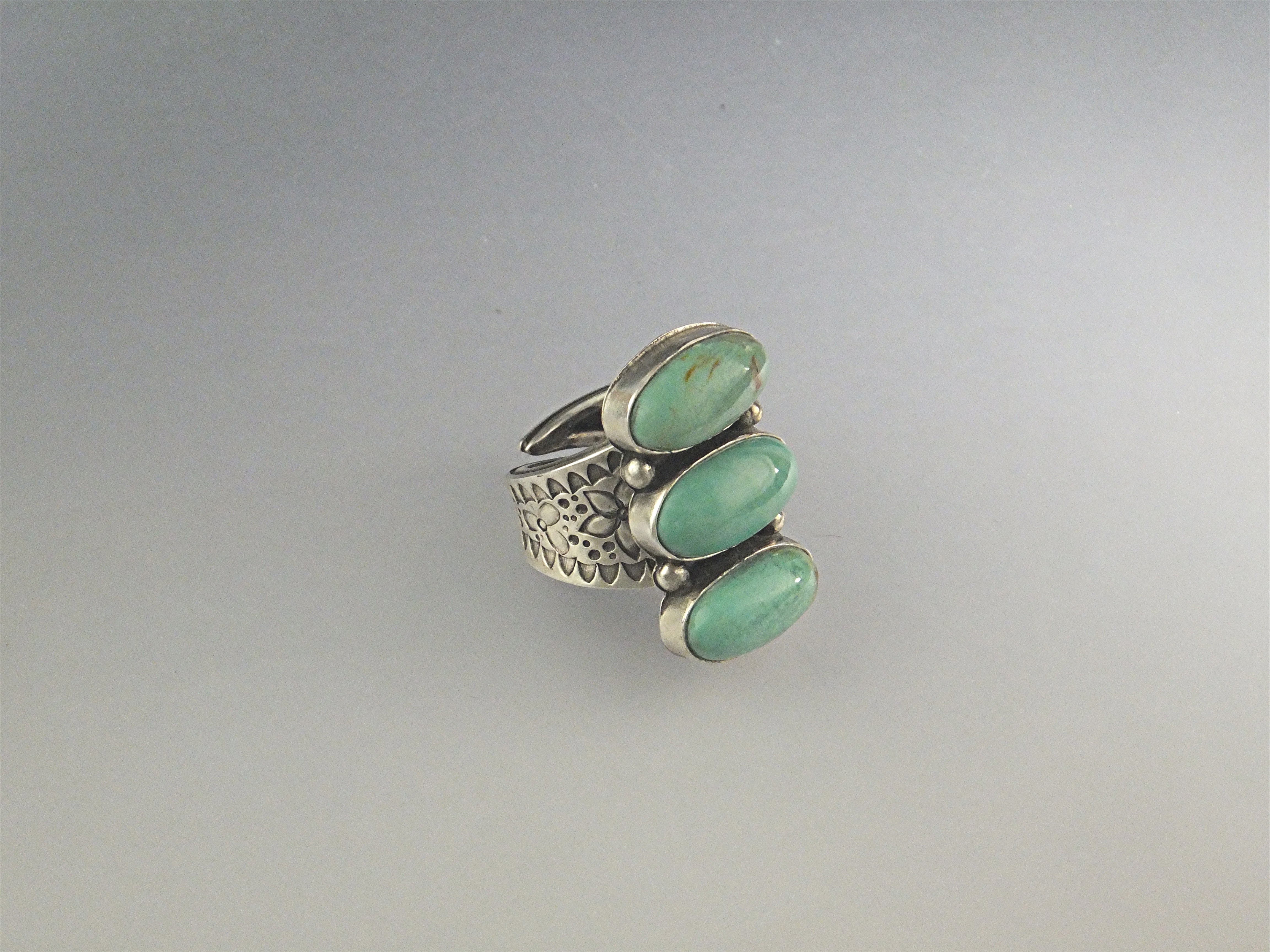 David Troutman Sterling Silver Kingman Turquoise  Ring