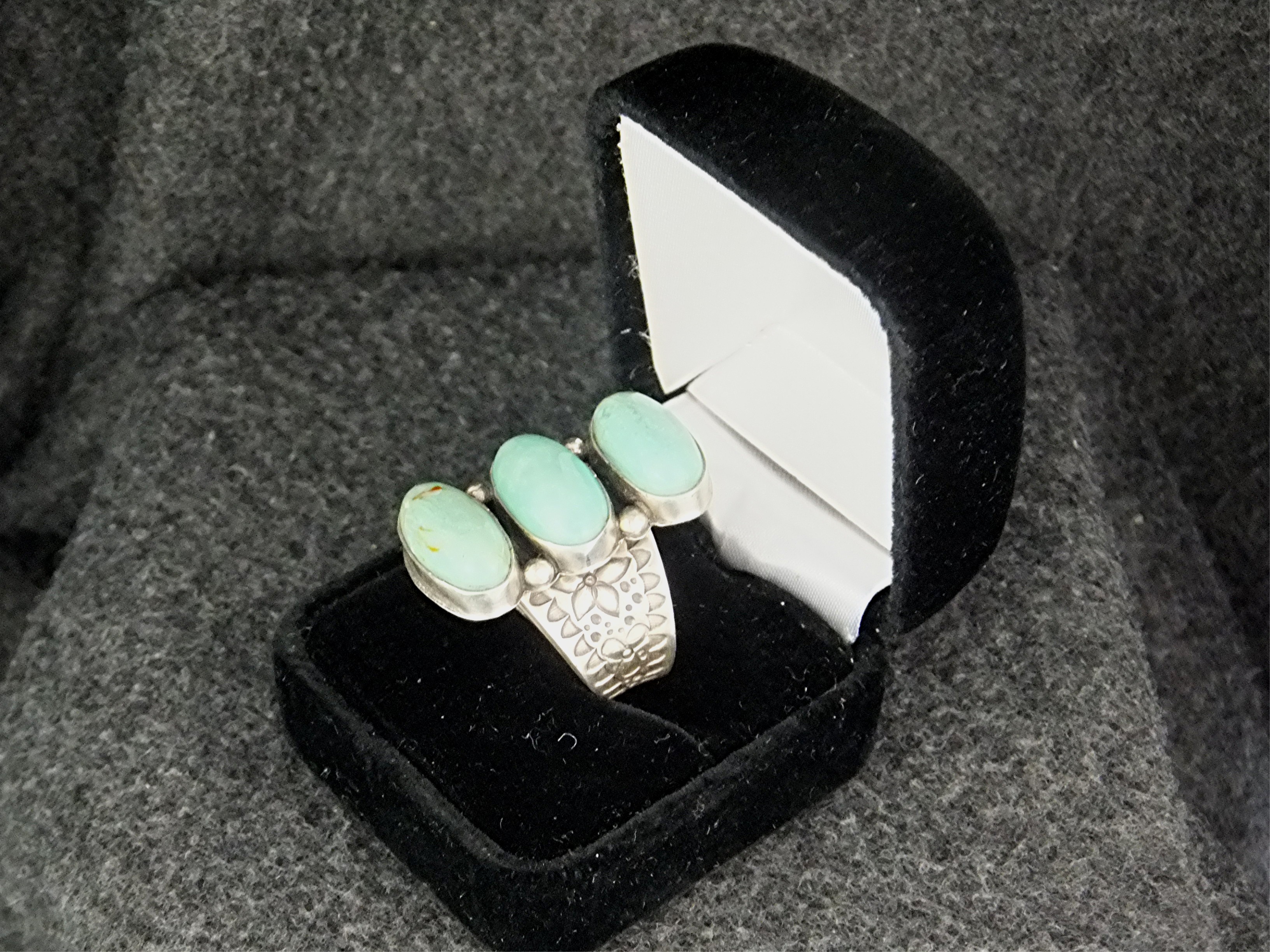 David Troutman Sterling Silver Kingman Turquoise  Ring