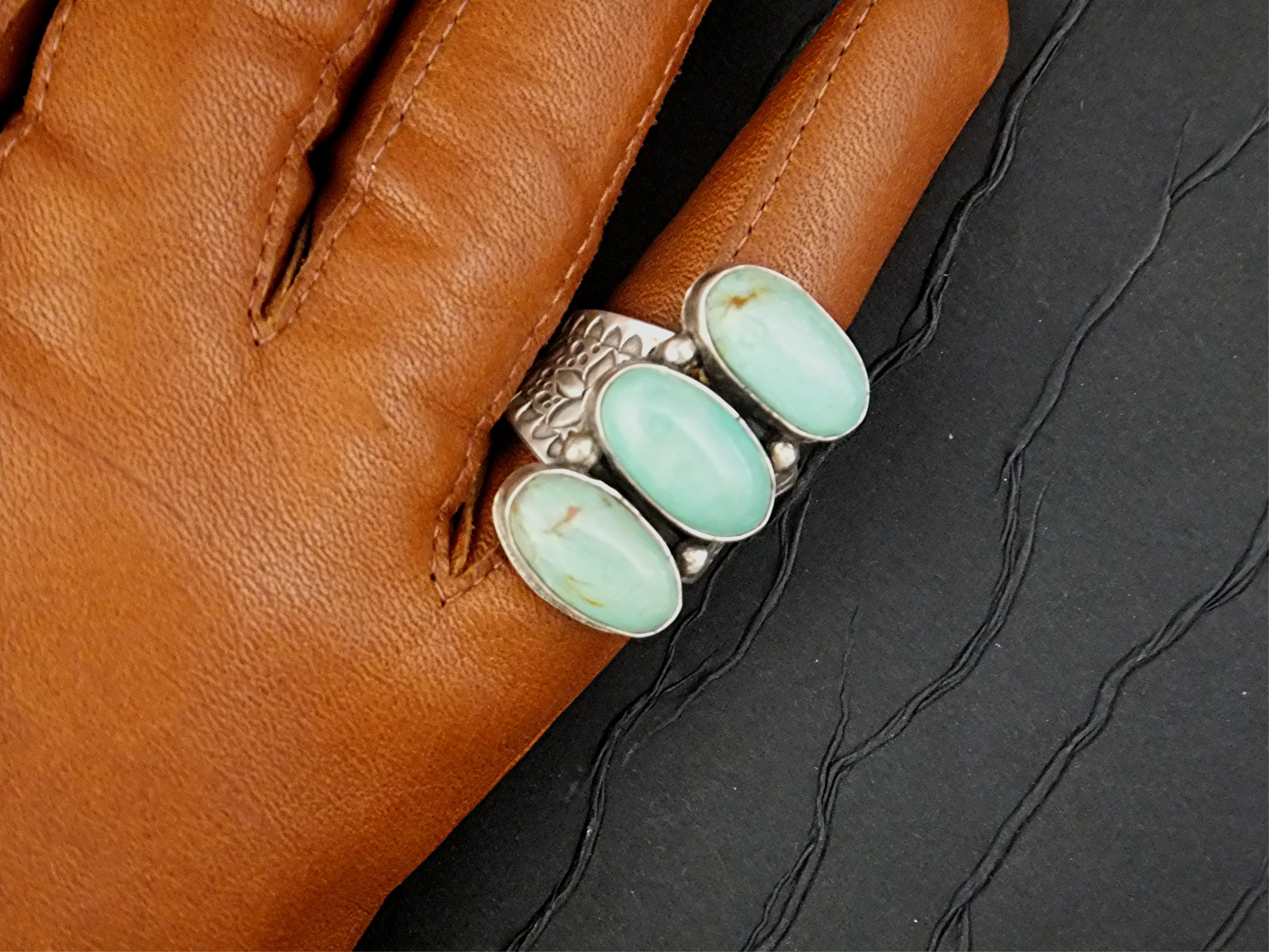 David Troutman Sterling Silver Kingman Turquoise  Ring
