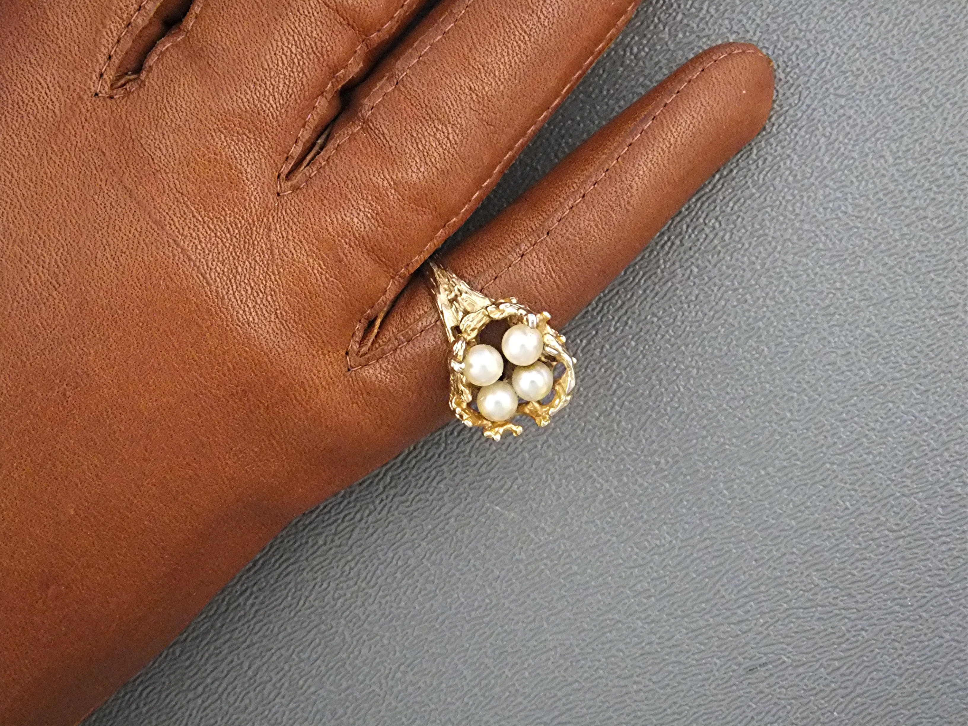 18K Gold Electroplate Ring with Pearls