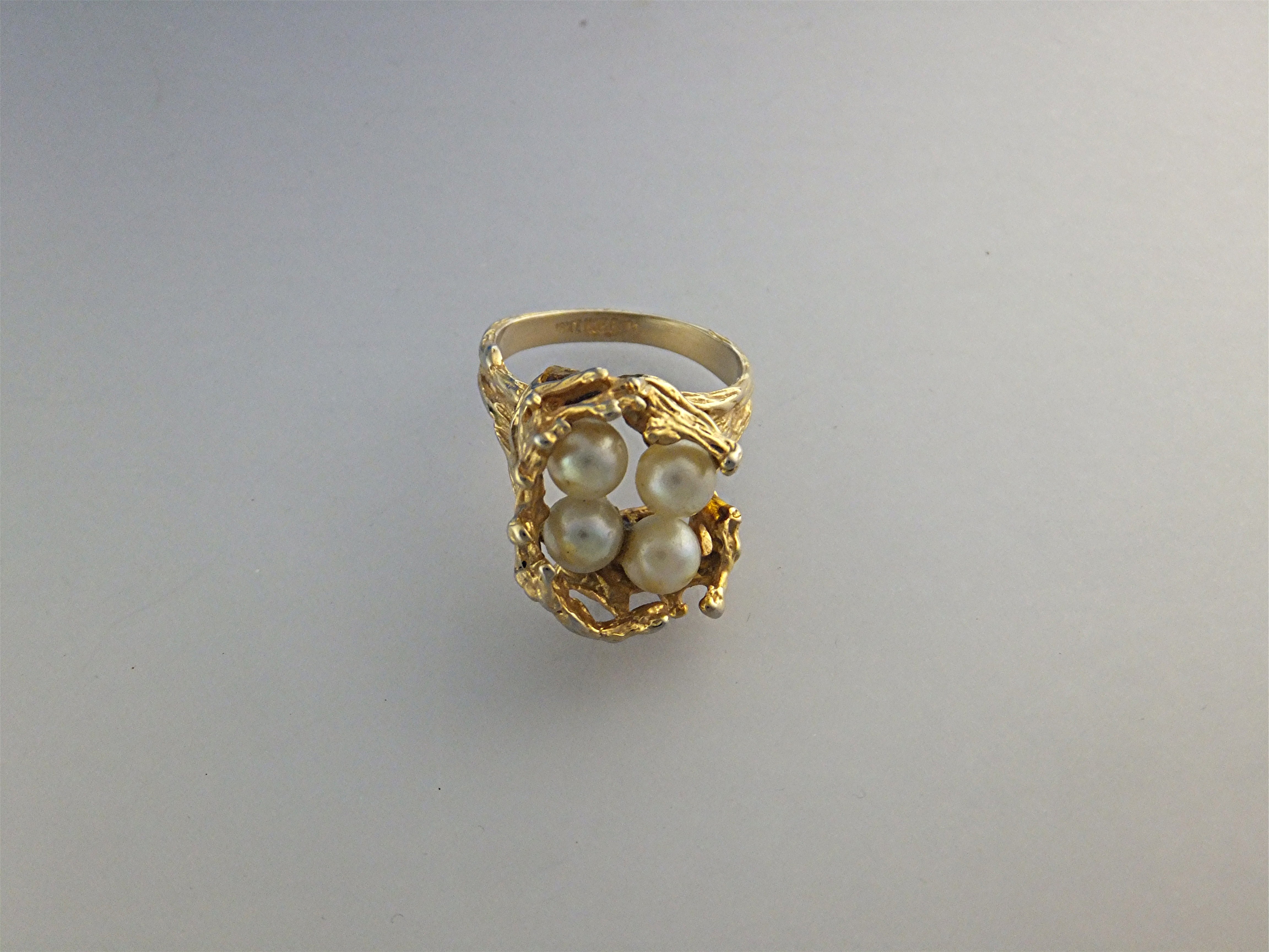 18K Gold Electroplate Ring with Pearls