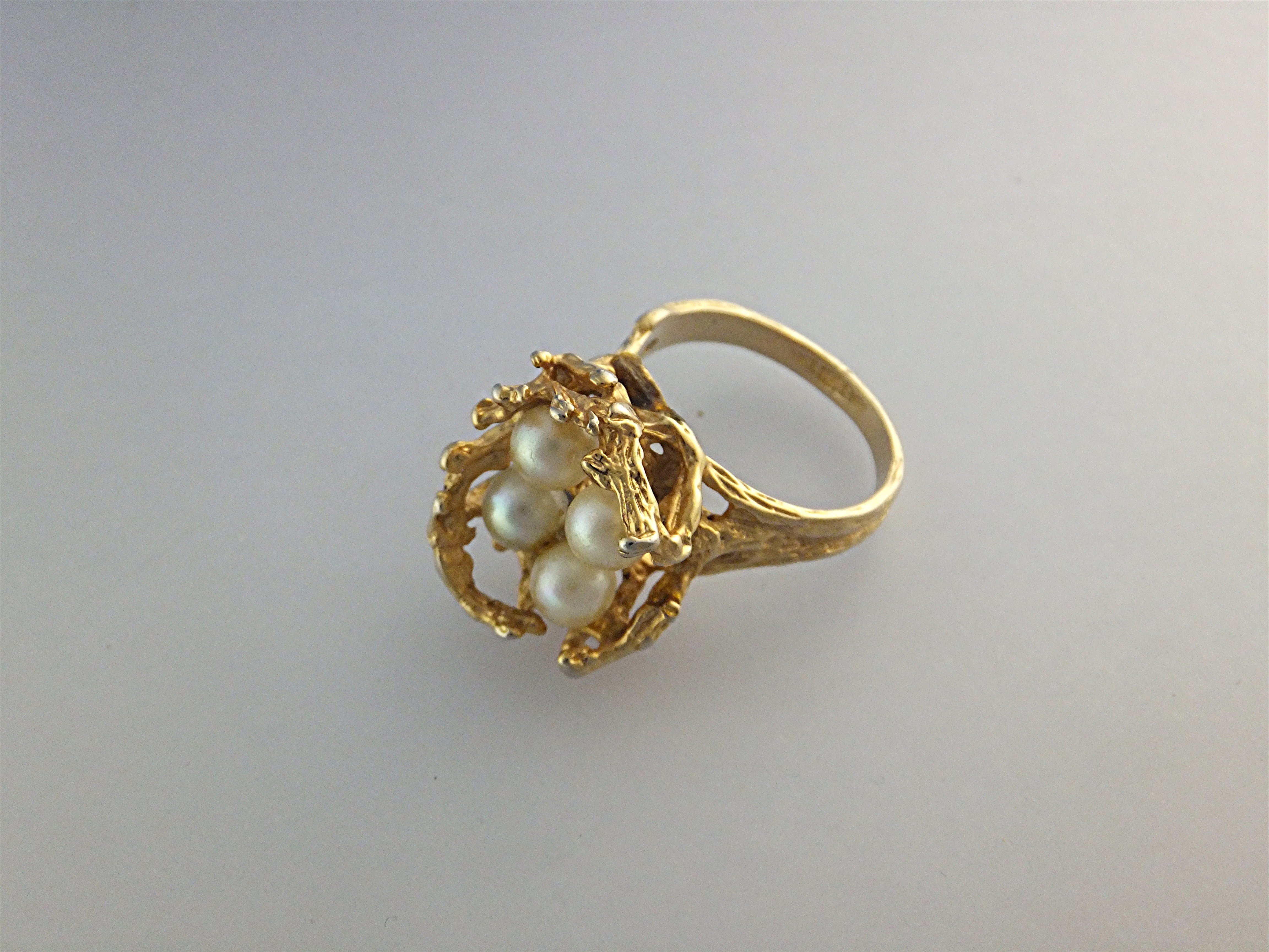 18K Gold Electroplate Ring with Pearls