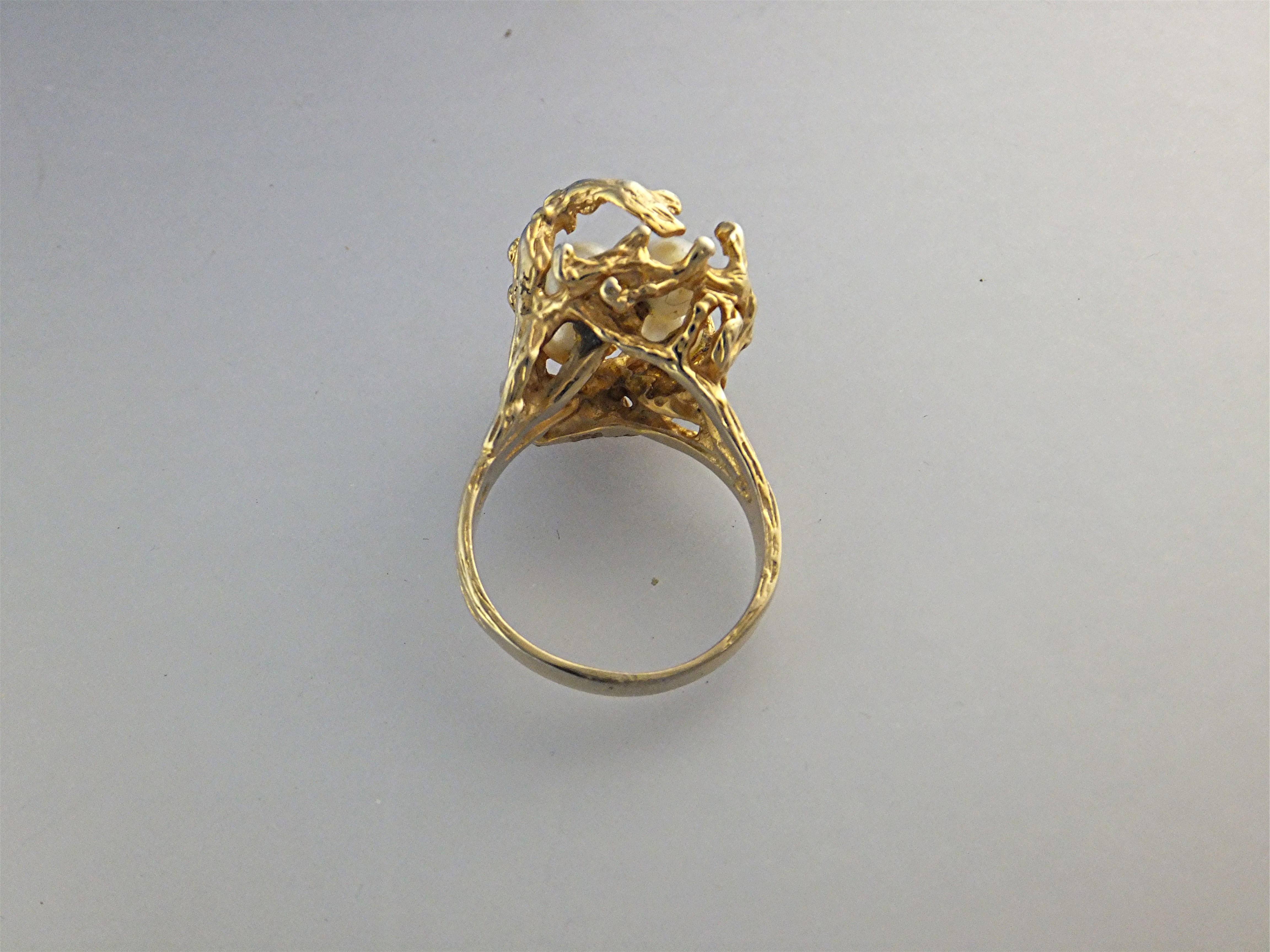 18K Gold Electroplate Ring with Pearls