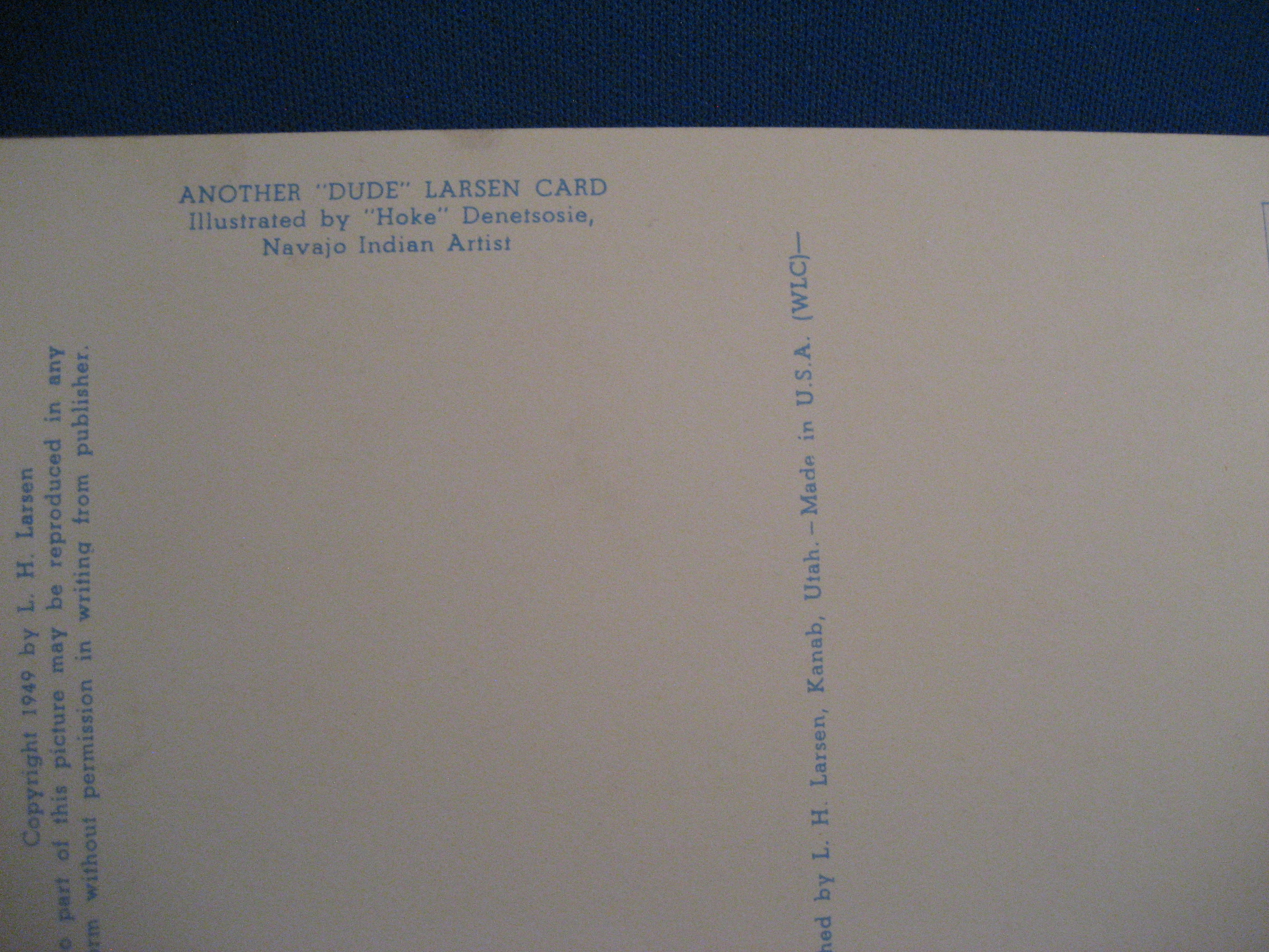 Western Boulevard "Dude" Larsen Postcard