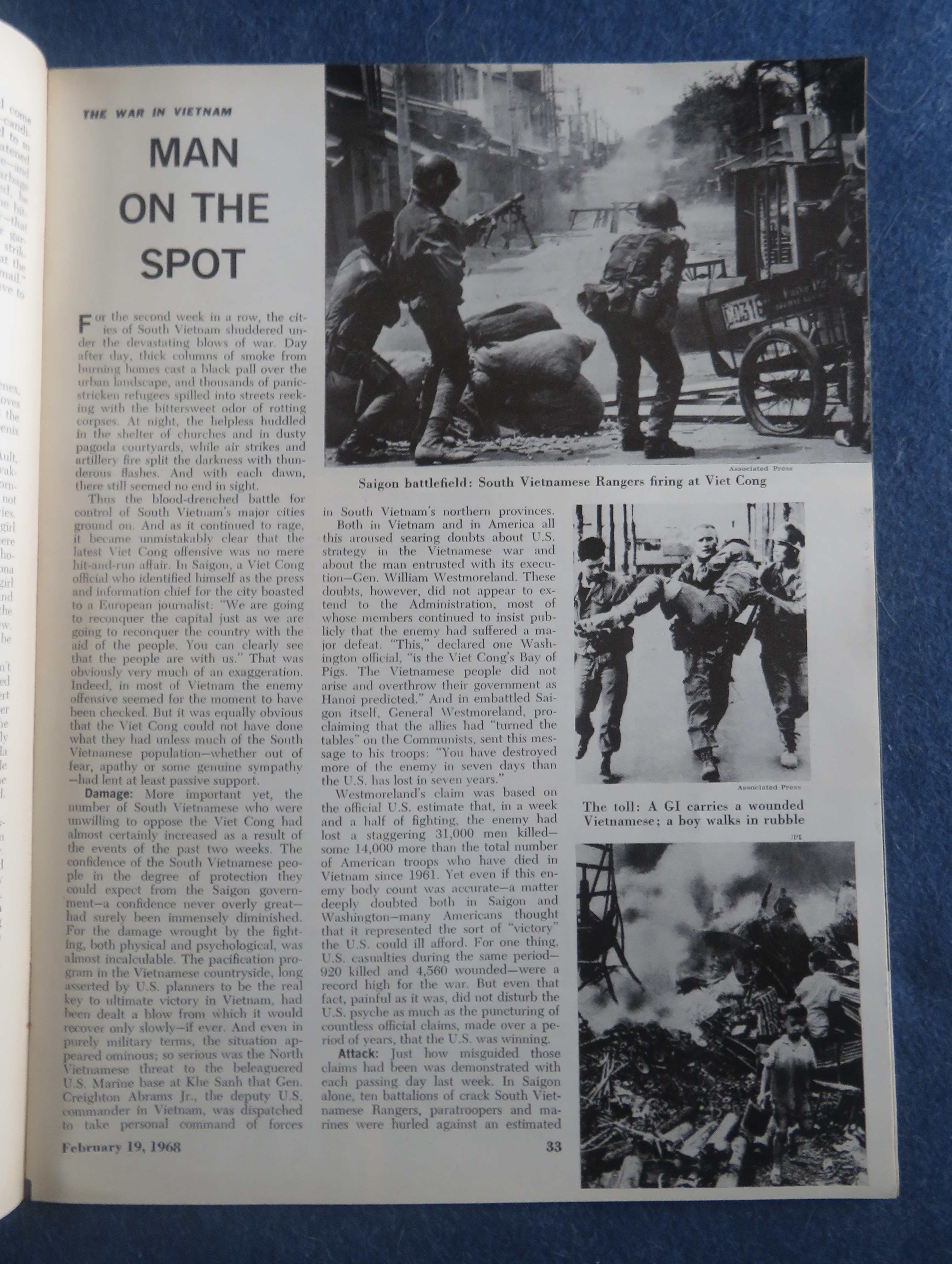 Newsweek Magazine February 19, 1968 Gen Westmoreland