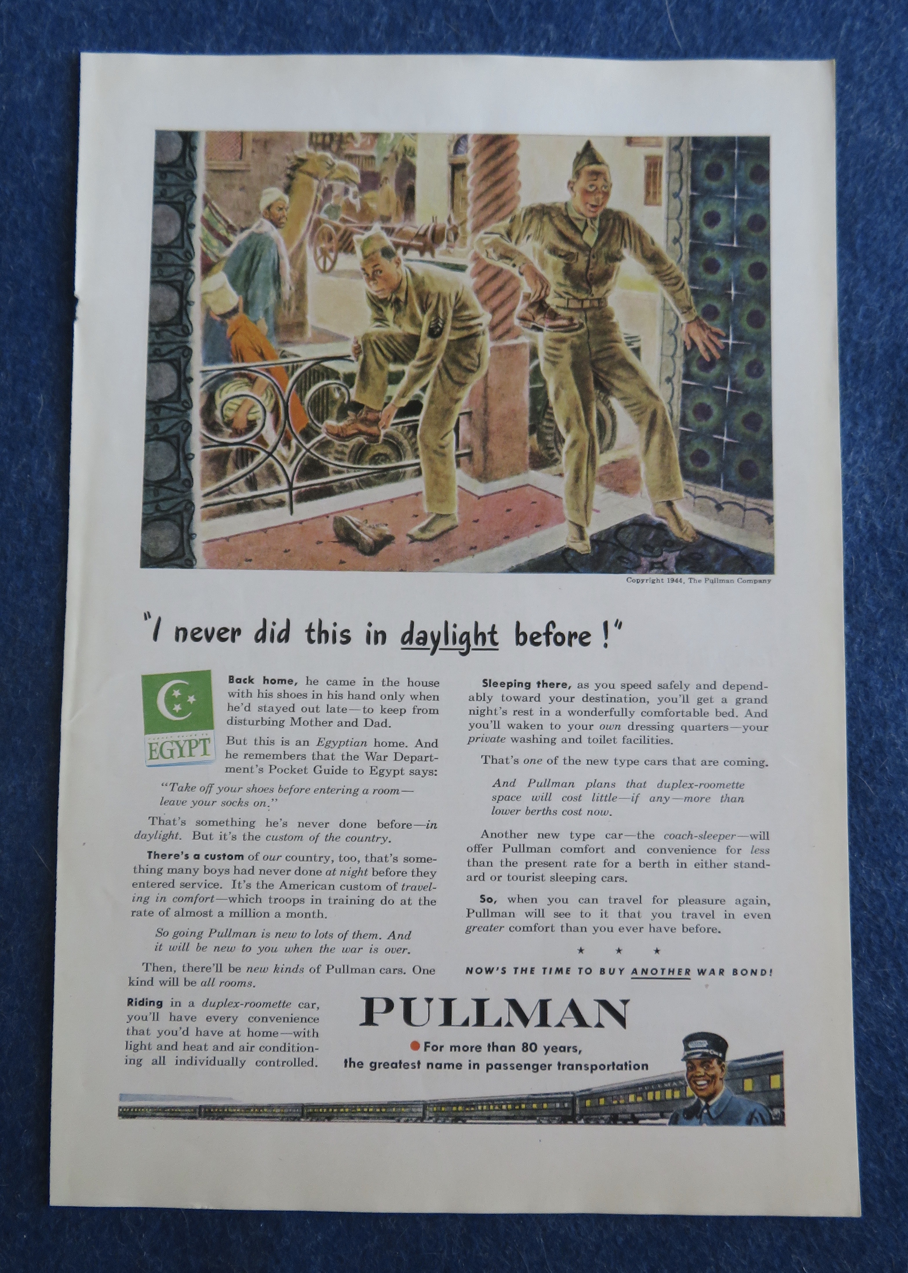 1944 Pullman Company with Soldiers Taking Off Shoes