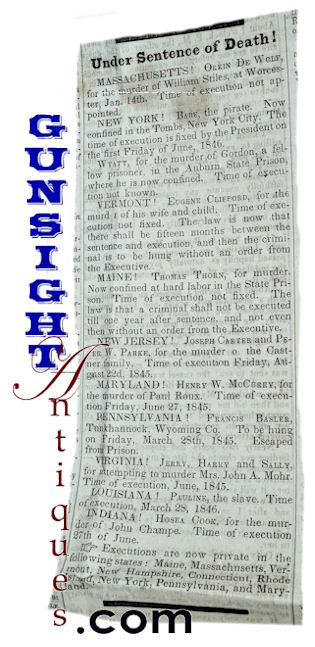Rare! 1845 Boston Newspaper – THE HANGMAN
