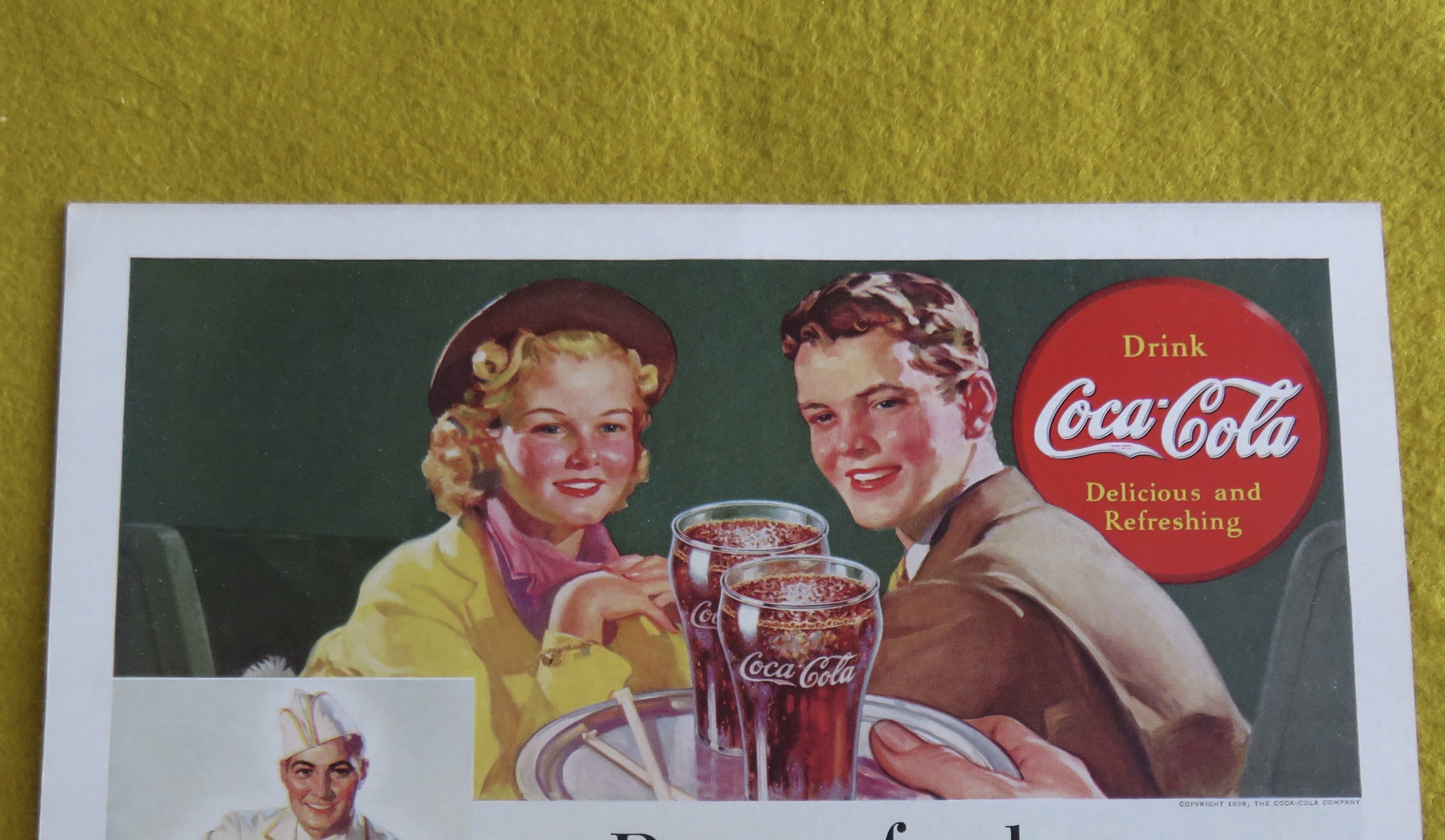 1938 Coca Cola (Coke) with Girl & Boy Getting Coca Cola