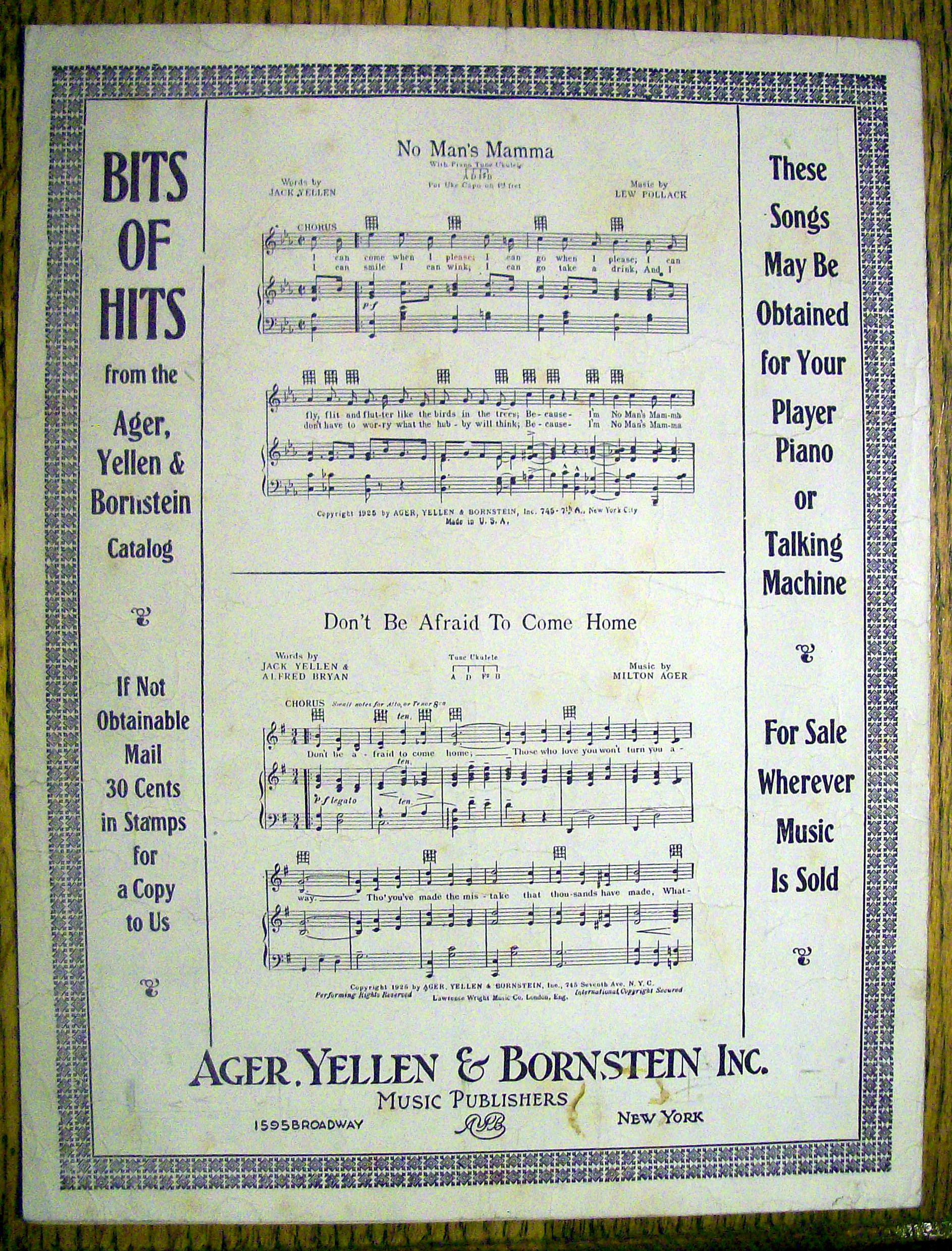 Sheet Music For 1926 I'd Rather Be Alone