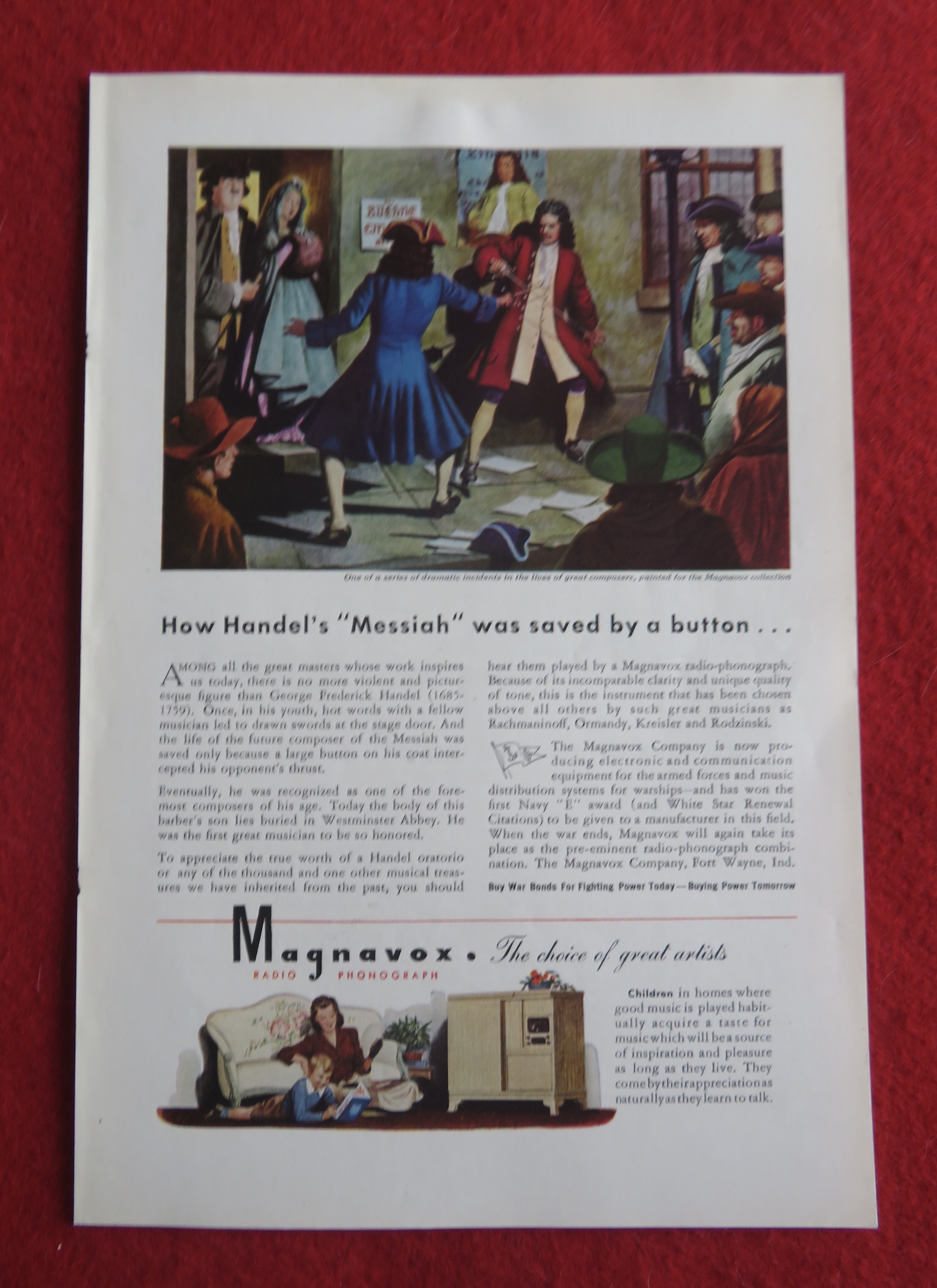 1943 Magnavox Radio Phonograph with Handel's Messiah