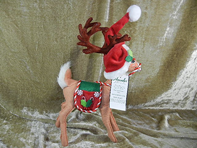 Christmas Annalee 12 inch Peppermint  Reindeer & tags