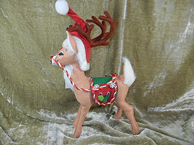 Christmas Annalee 12 inch Peppermint Reindeer & tags