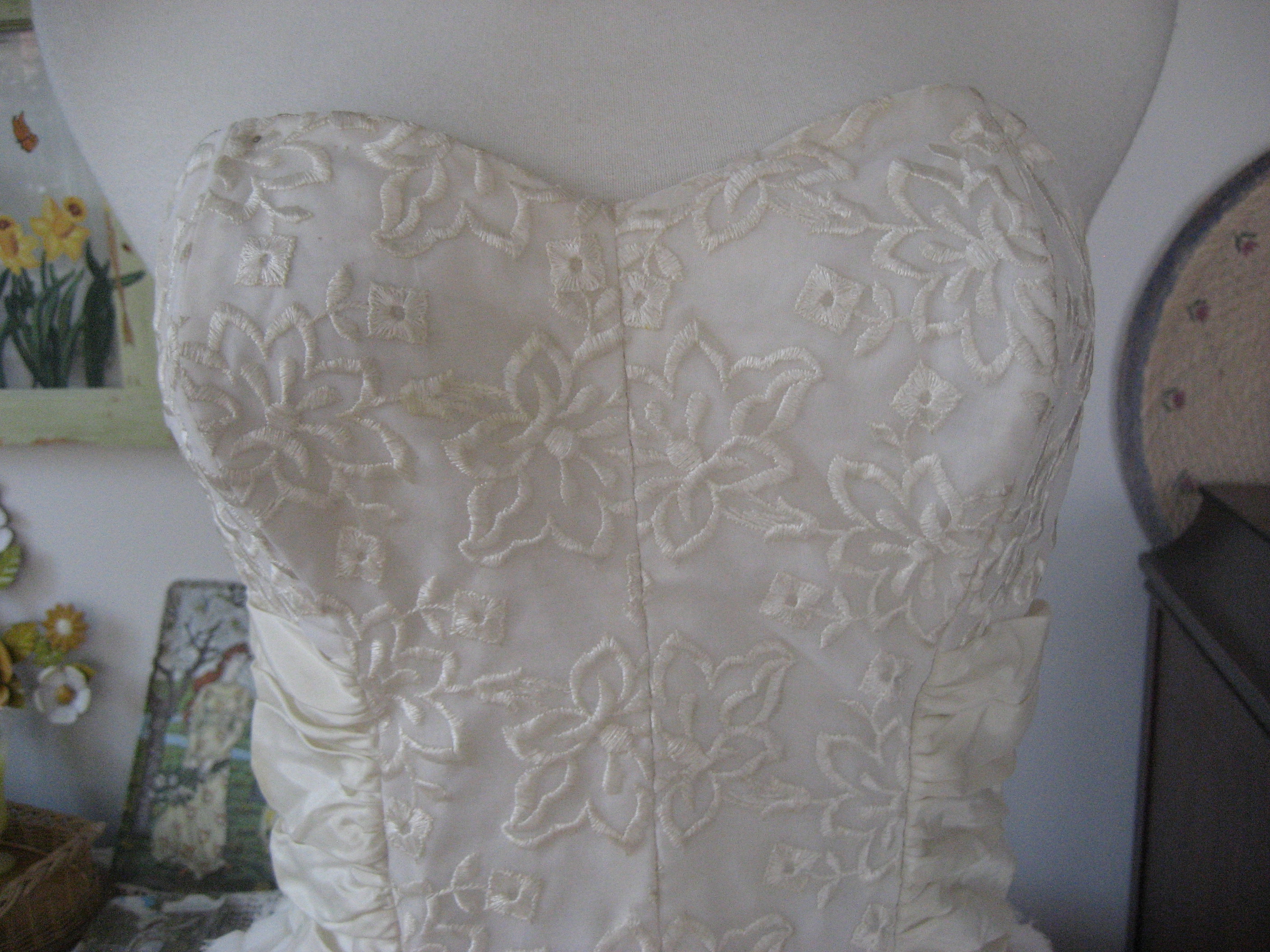 White Lace and Ruffle Prom or Wedding Dress
