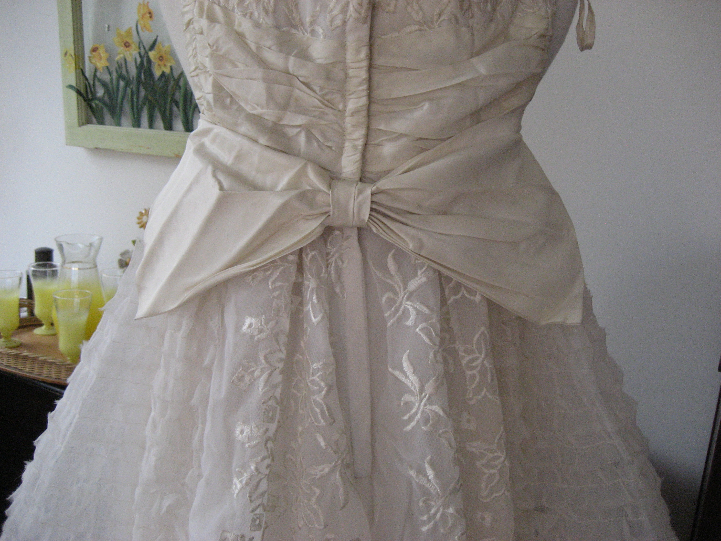 White Lace and Ruffle Prom or Wedding Dress