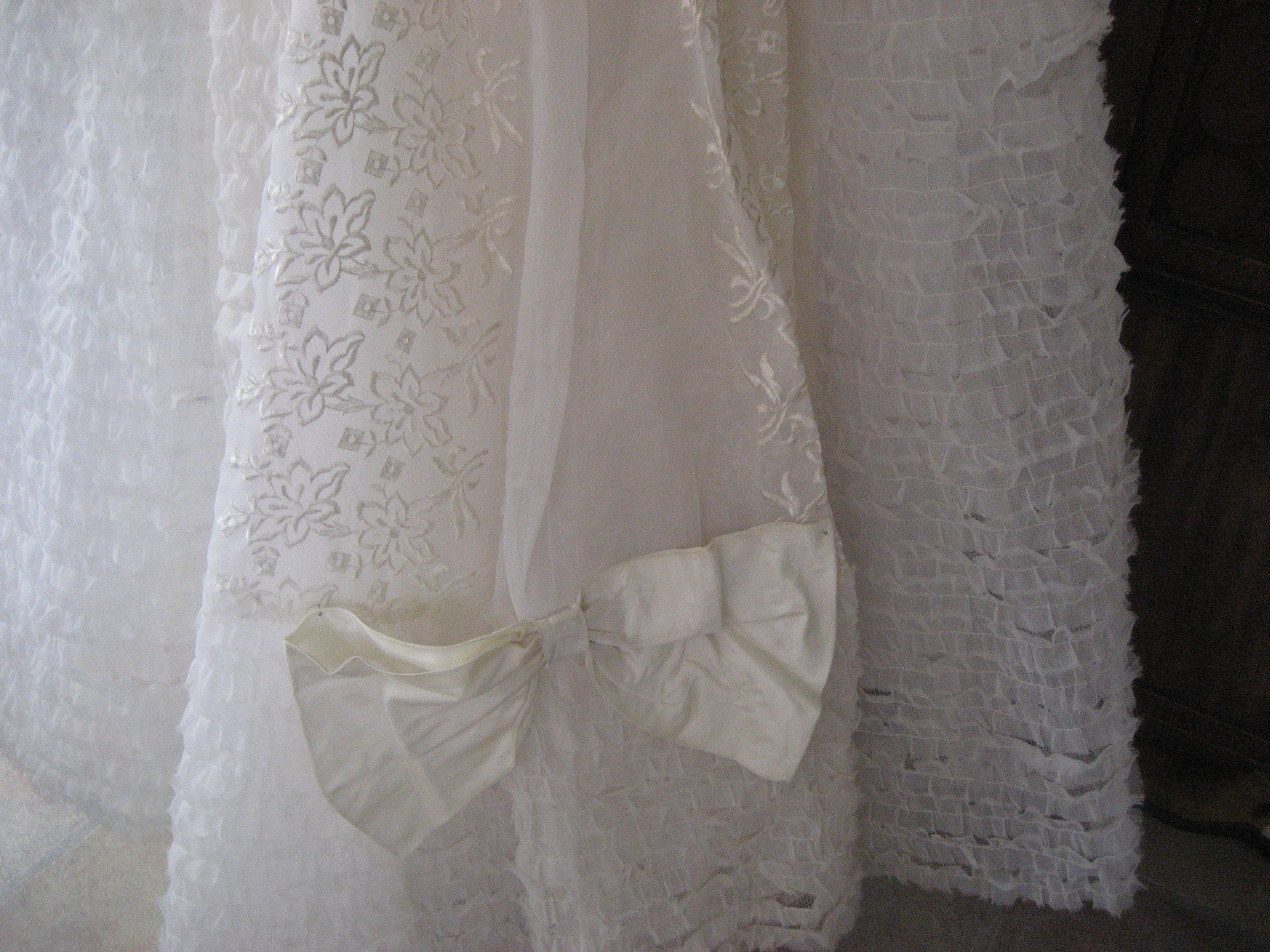 White Lace and Ruffle Prom or Wedding Dress