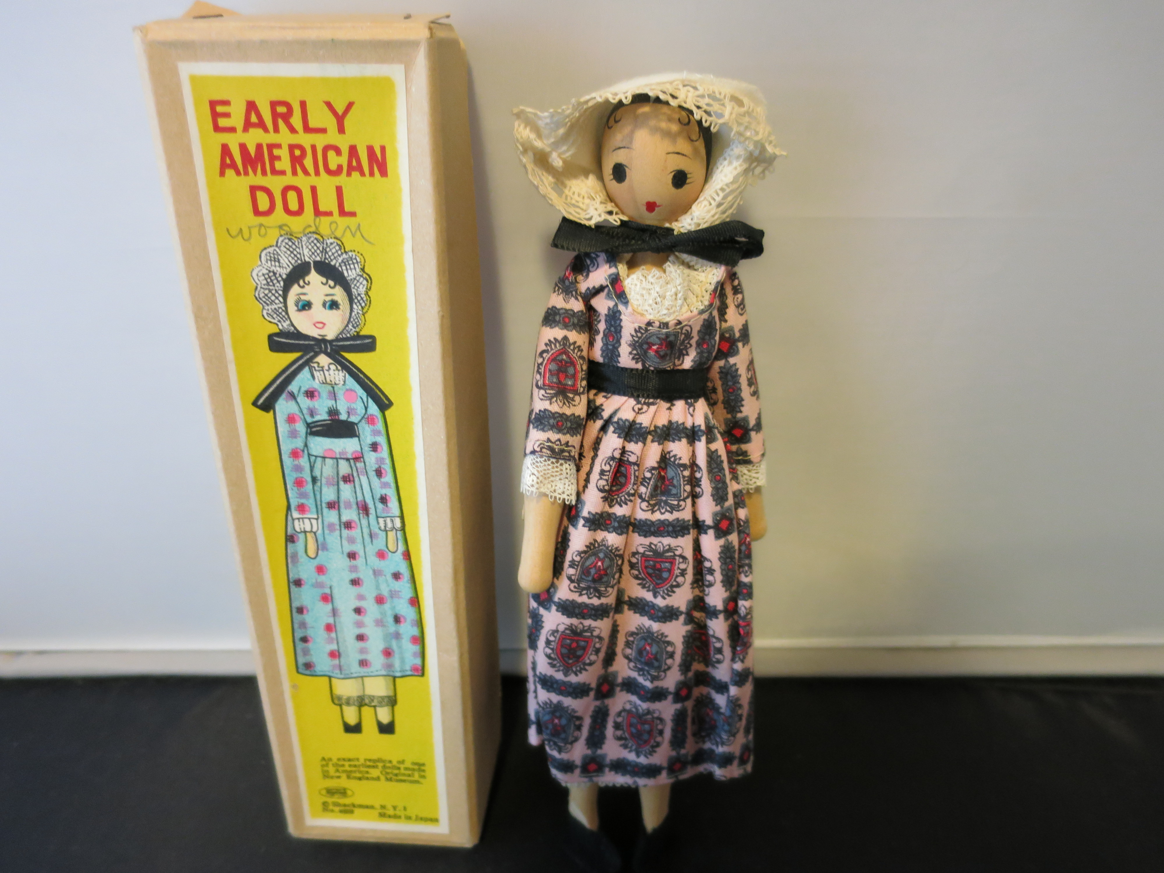 Early American Doll Wooden 1960s in box