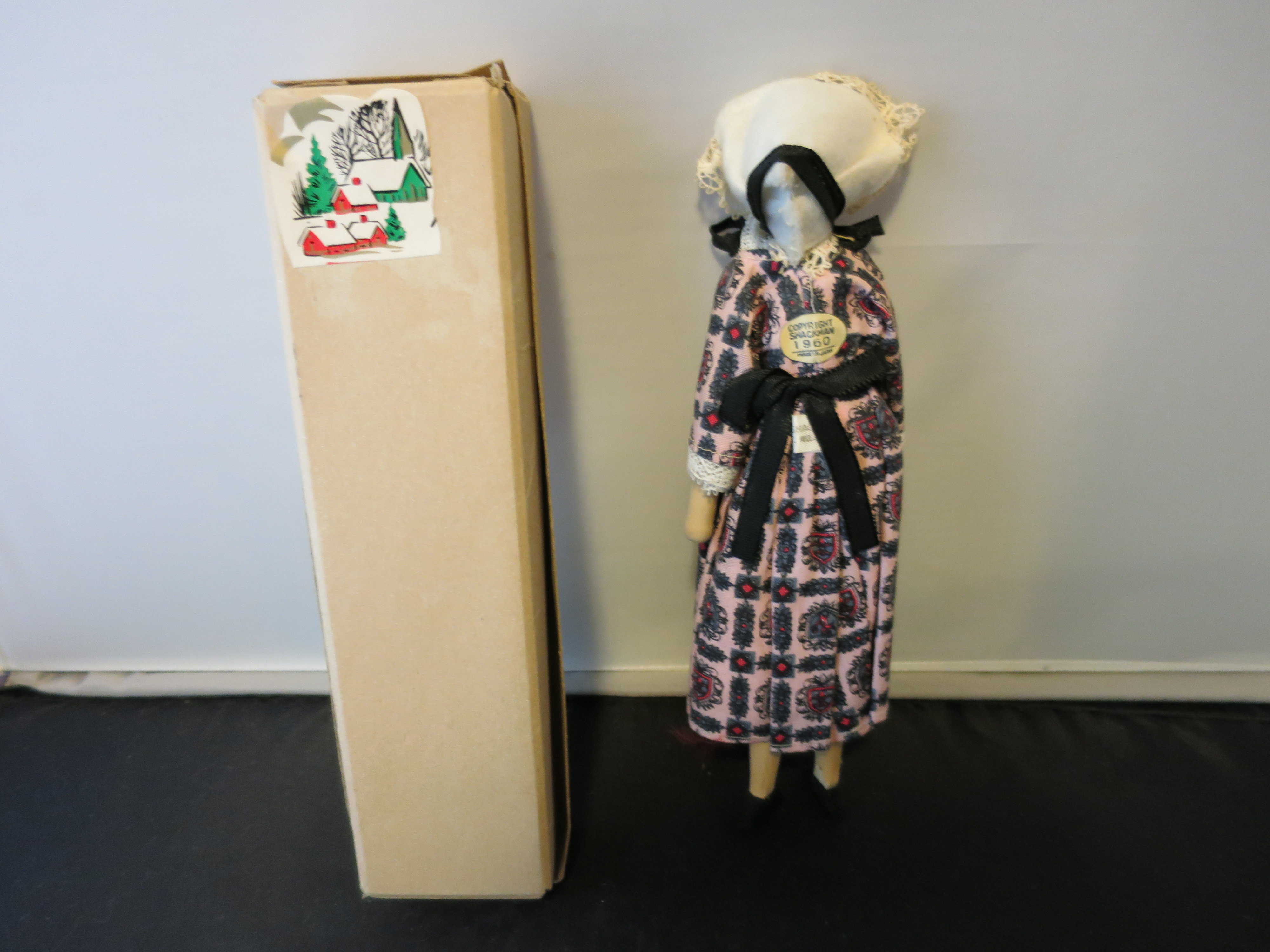 Early American Doll Wooden 1960s in box
