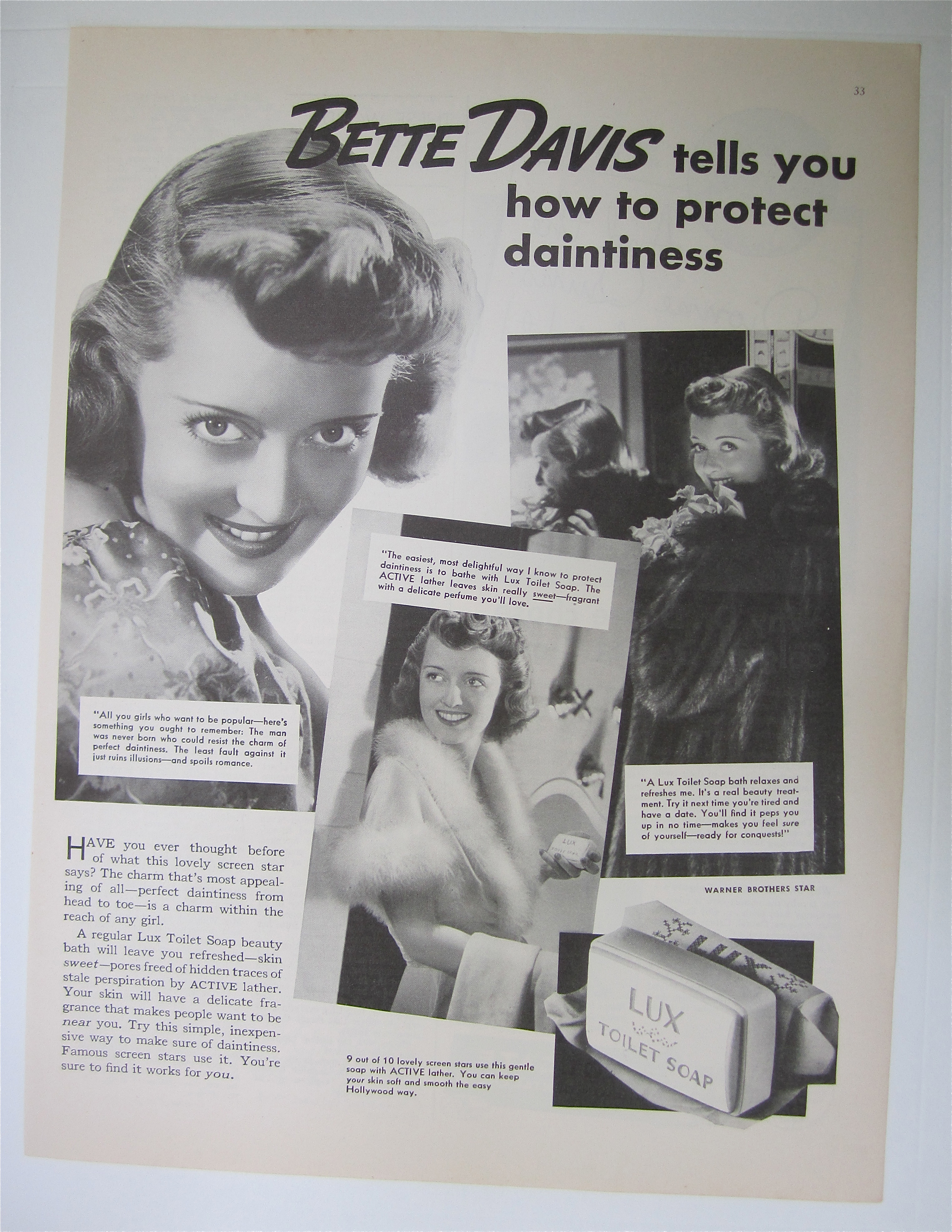 1937 Lux Toilet Soap with Star Bette Davis