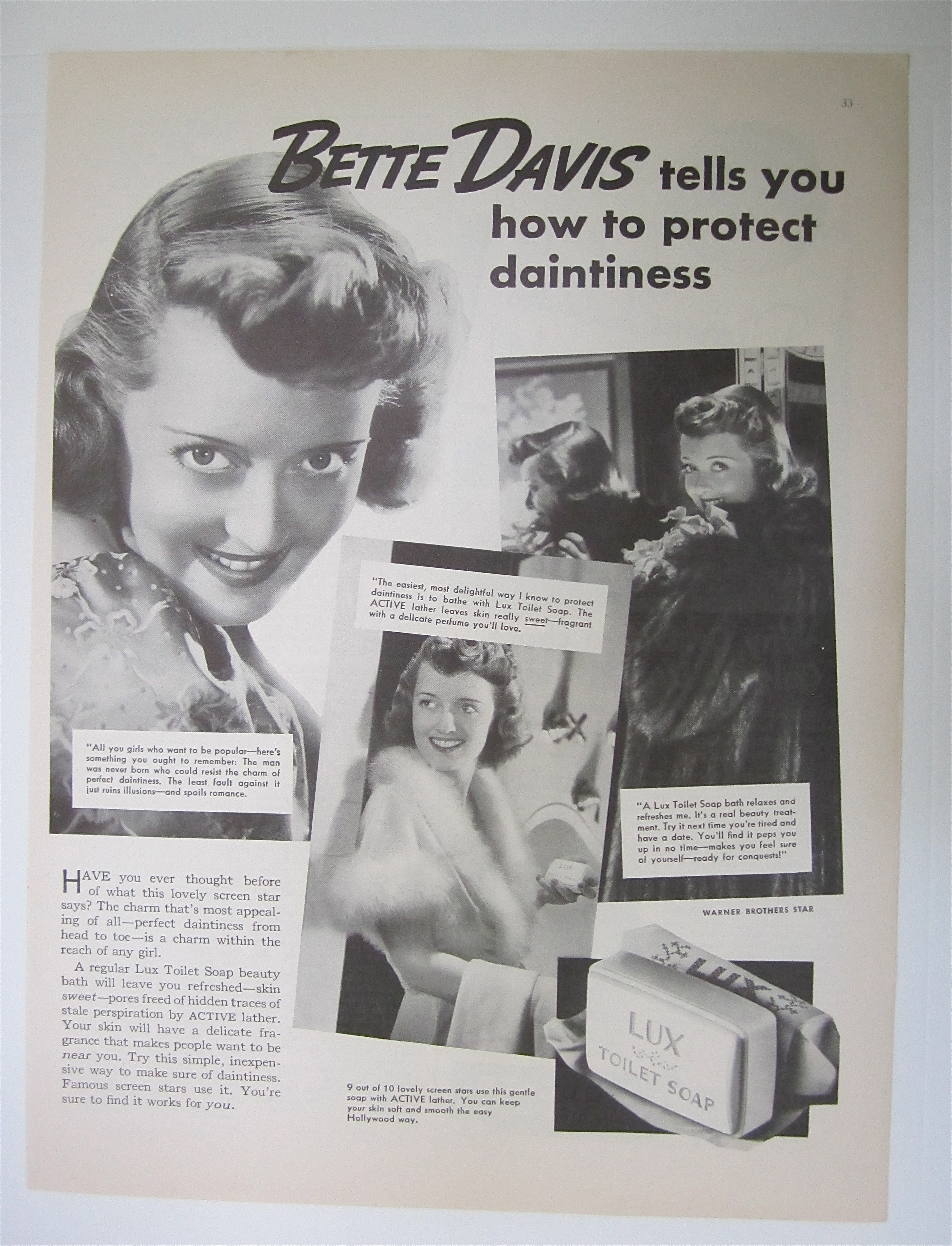 1937 Lux Toilet Soap with Star Bette Davis